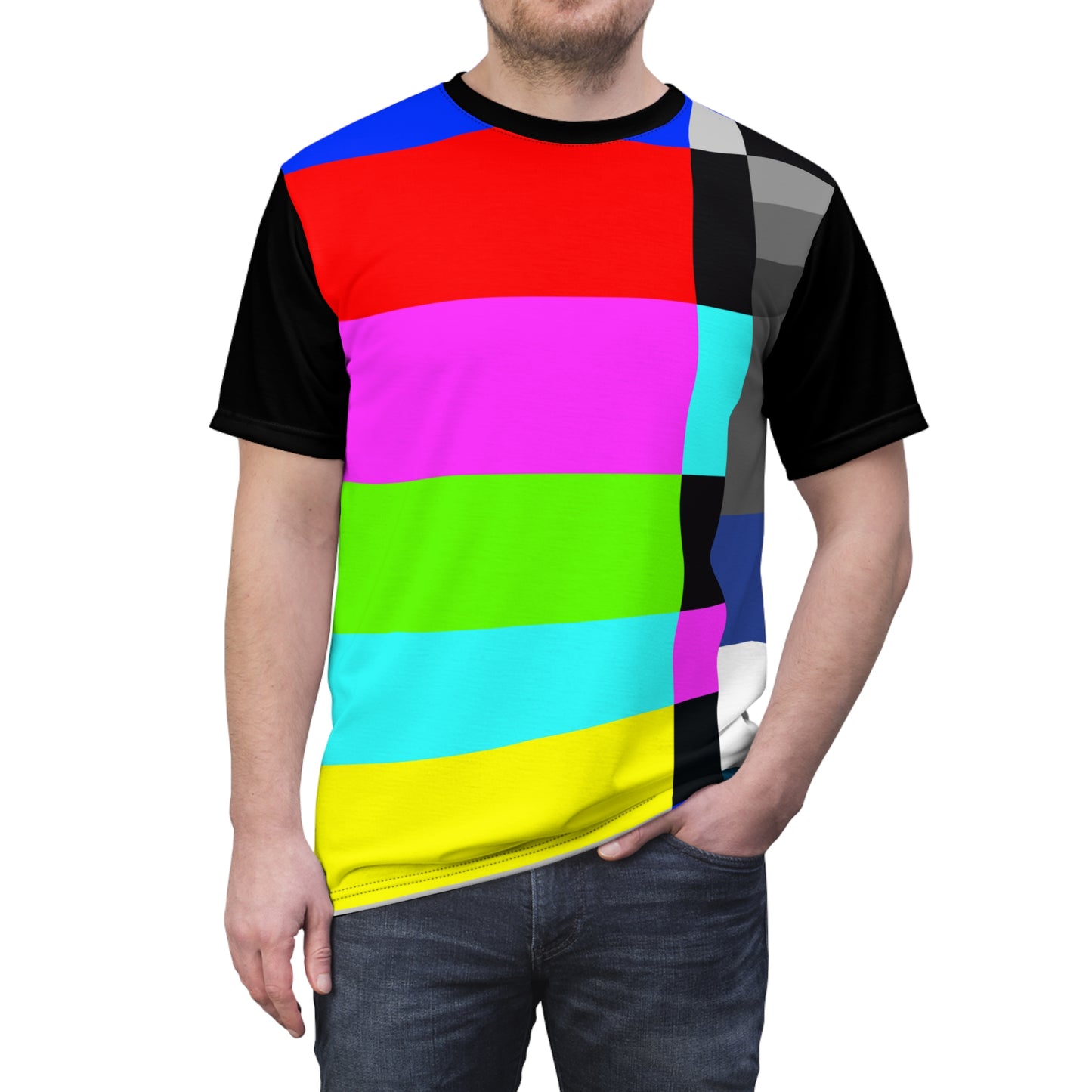 TV Color Bars Unisex Cut & Sew Tee