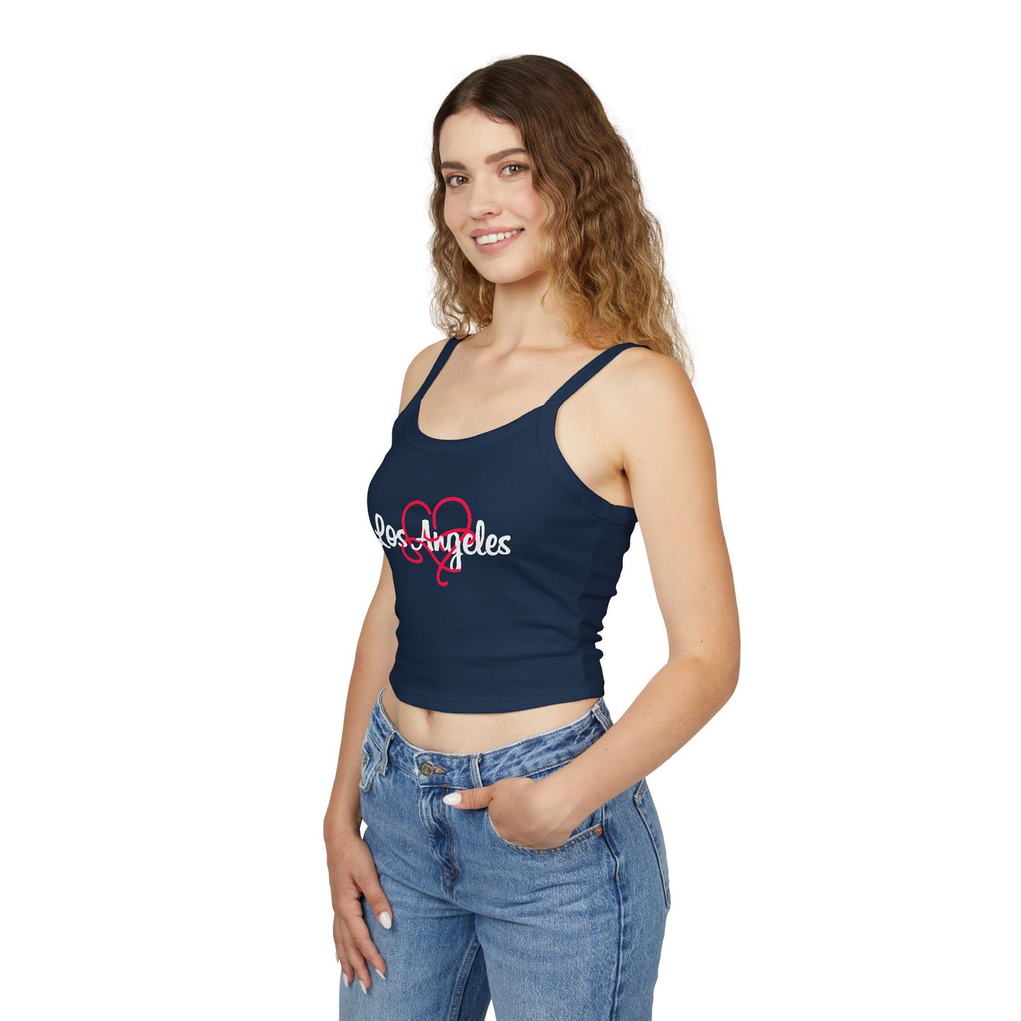 Los Angeles Heart Design Women's Spaghetti Strap Tank Top, Cute Summer Top, Valentine's Day Gift, Casual Wear, Relaxed Fit