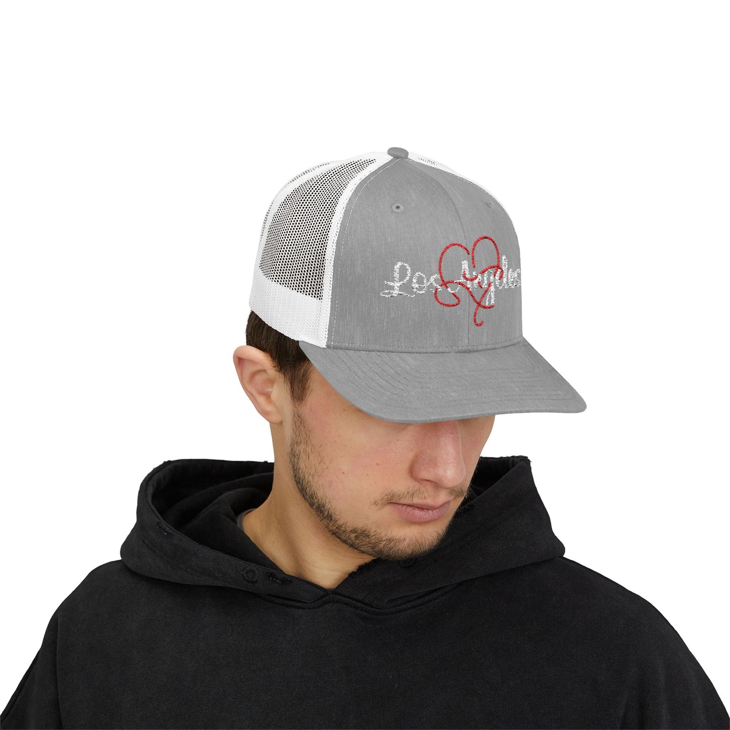 Trendy Los Angeles Heart Snapback Trucker Cap, Perfect Gift for Californians, Summer Style, Travel, Outdoor Adventures
