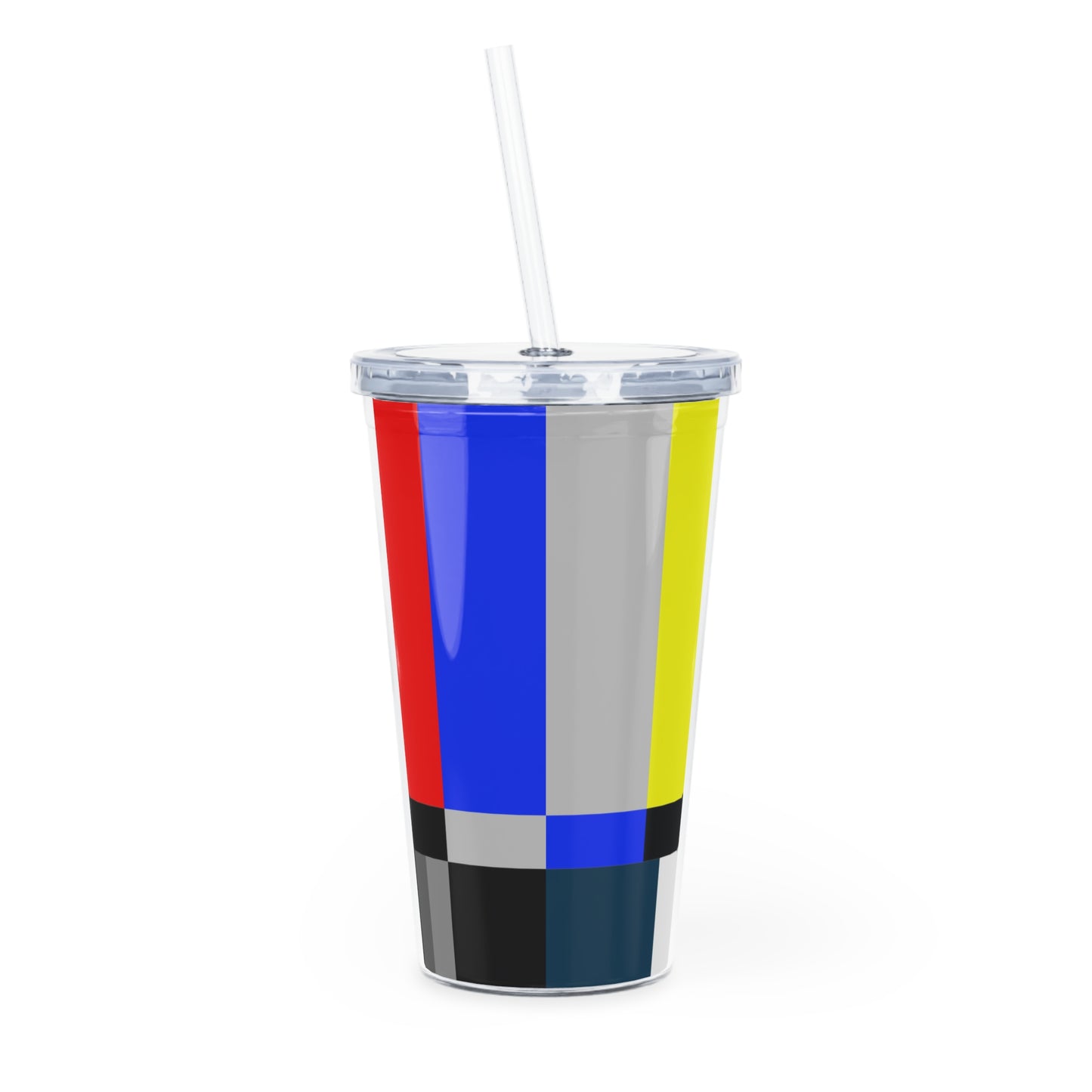 TV Color Bars Plastic Tumbler with Straw