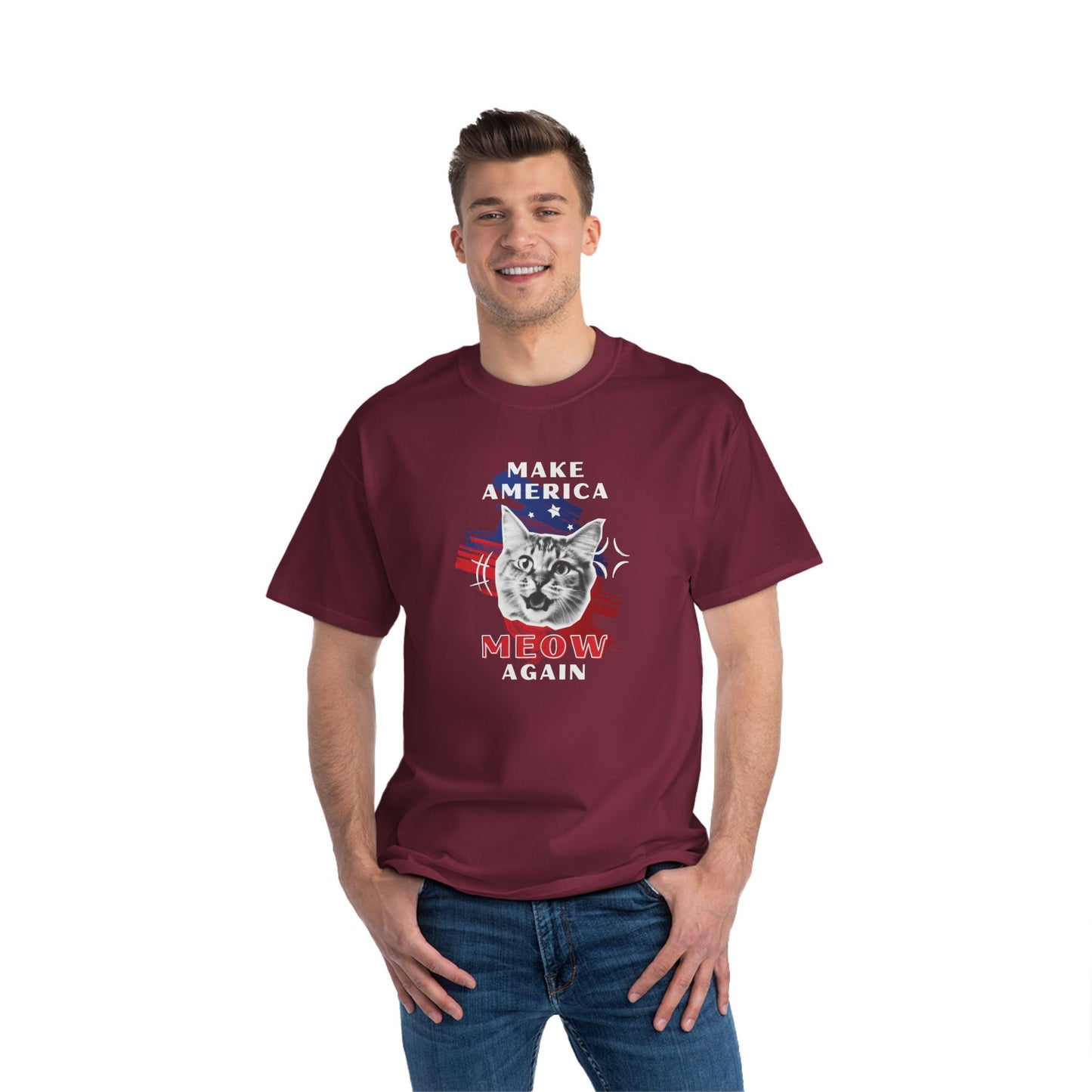 Make America Meow Again Political Meme Beefy-T® Short-Sleeve T-Shirt