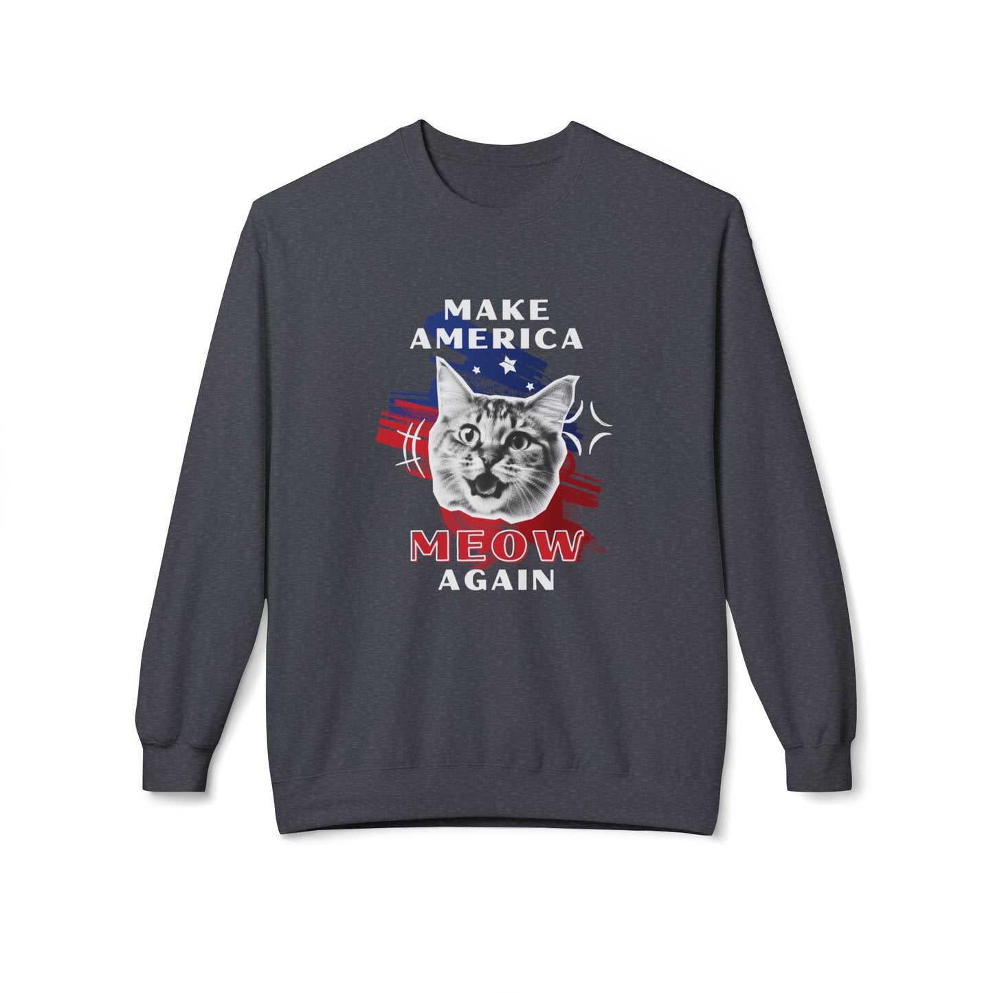 Make America Meow Again Political Meme Softstyle Fleece Crewneck Sweatshirt