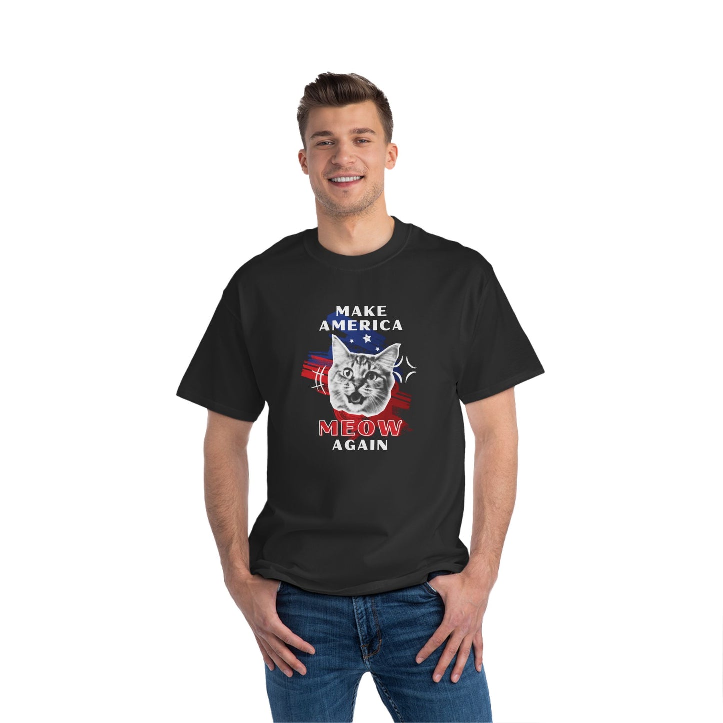 Make America Meow Again Political Meme Beefy-T® Short-Sleeve T-Shirt
