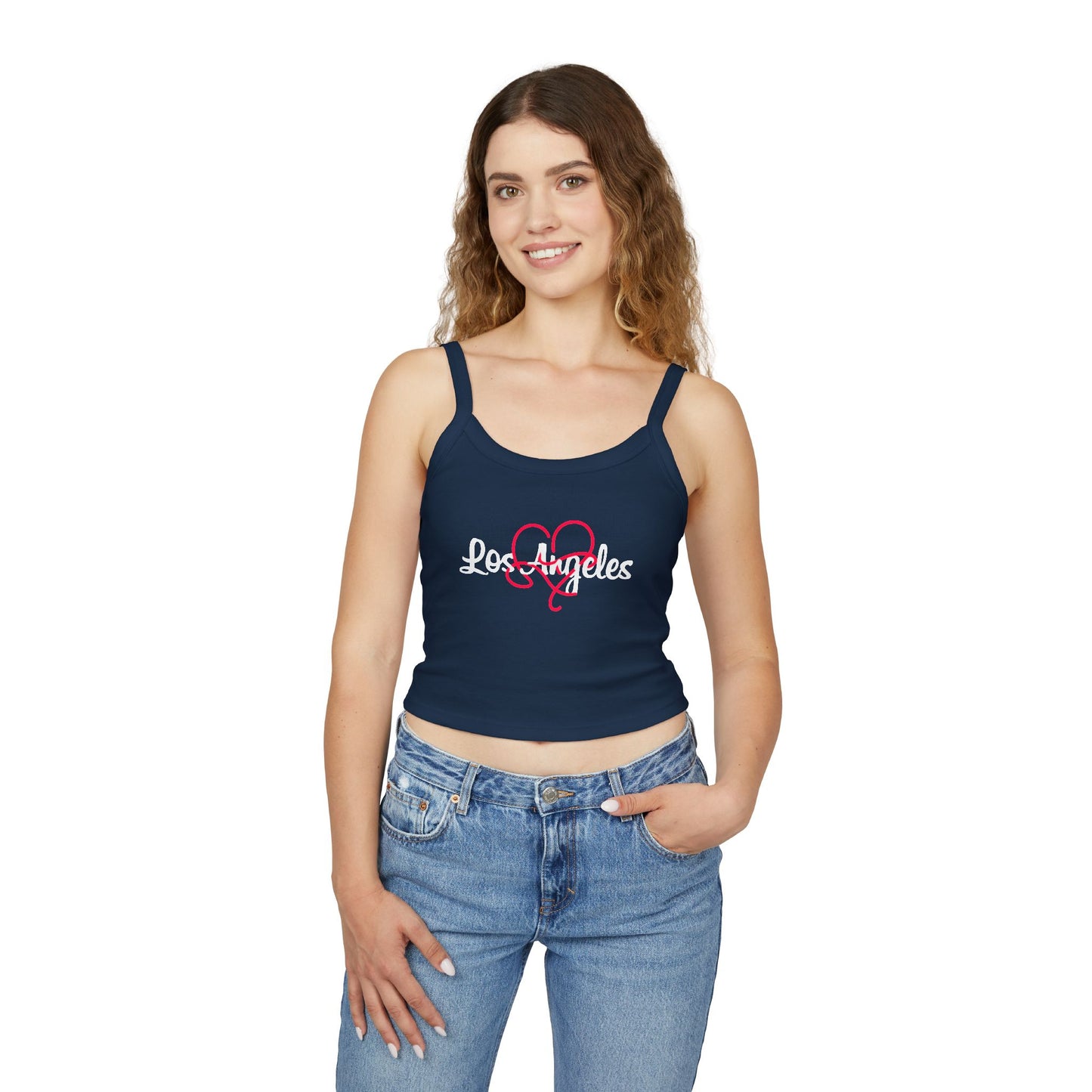 Los Angeles Heart Design Women's Spaghetti Strap Tank Top, Cute Summer Top, Valentine's Day Gift, Casual Wear, Relaxed Fit