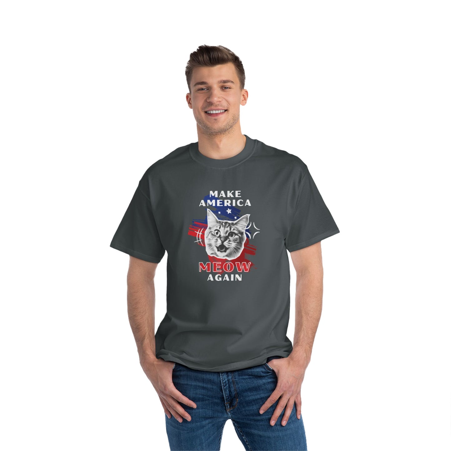 Make America Meow Again Political Meme Beefy-T® Short-Sleeve T-Shirt