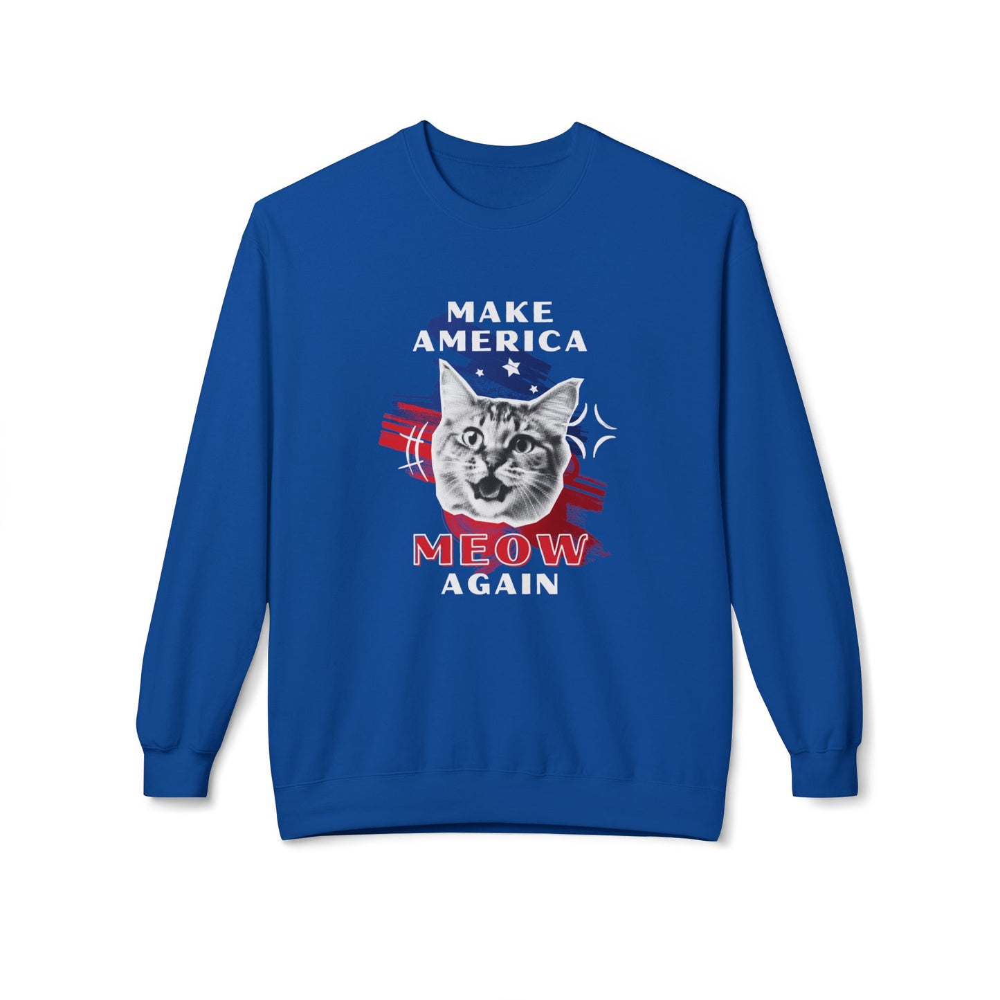 Make America Meow Again Political Meme Softstyle Fleece Crewneck Sweatshirt