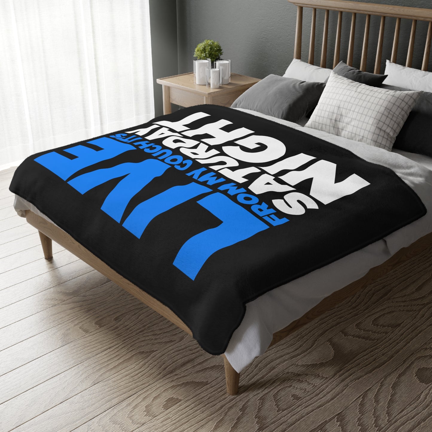 LIVE From My Couch It's Saturday Night Velveteen Minky Blanket (Two-sided print) - Gigglezon