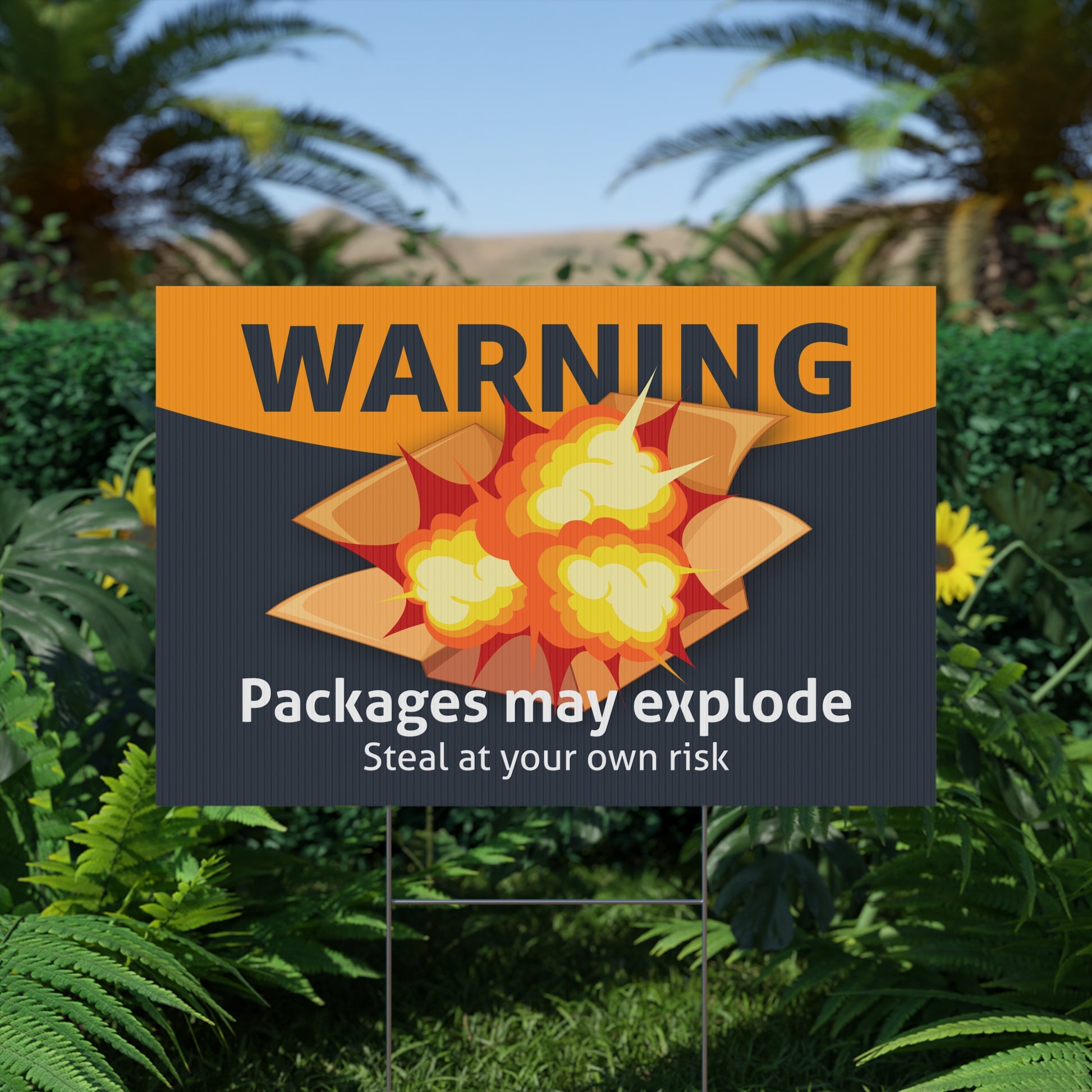 Package Theft Warning Plastic Yard Sign