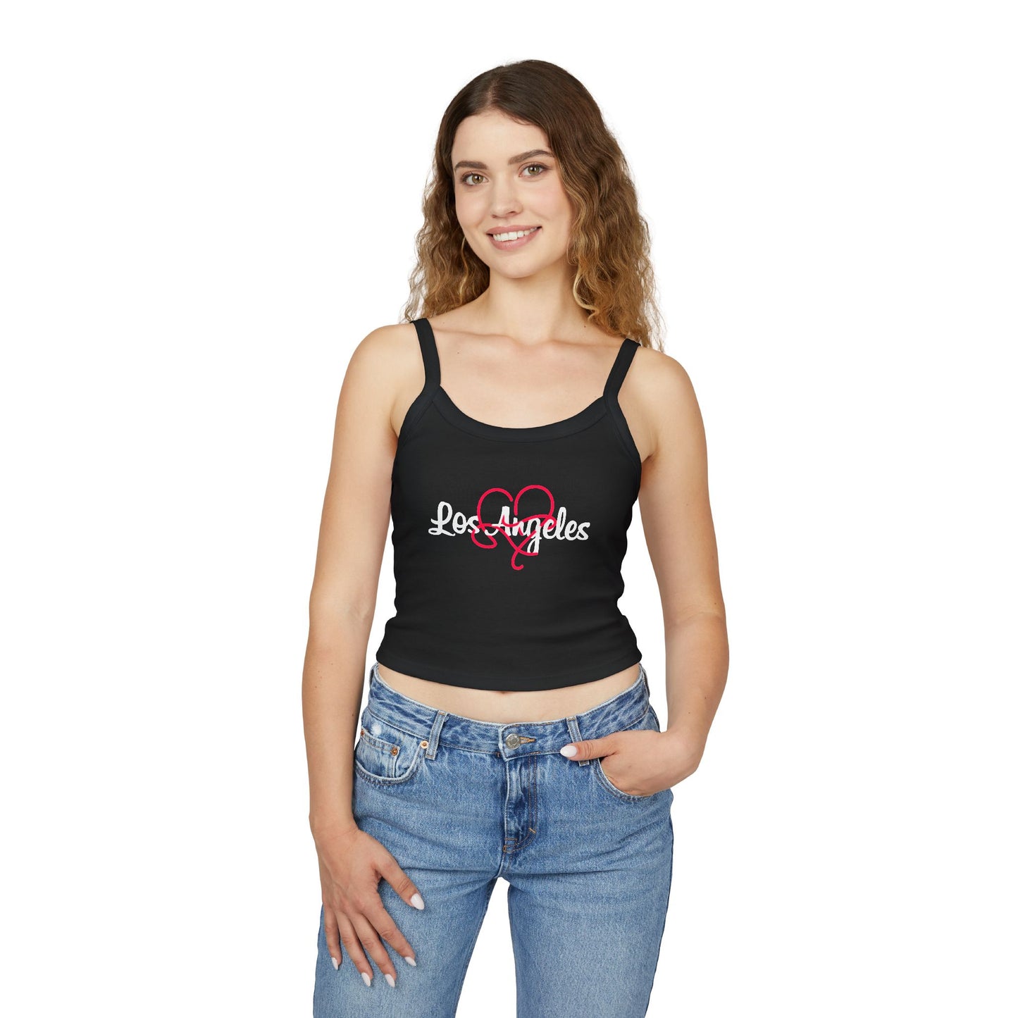Los Angeles Heart Design Women's Spaghetti Strap Tank Top, Cute Summer Top, Valentine's Day Gift, Casual Wear, Relaxed Fit