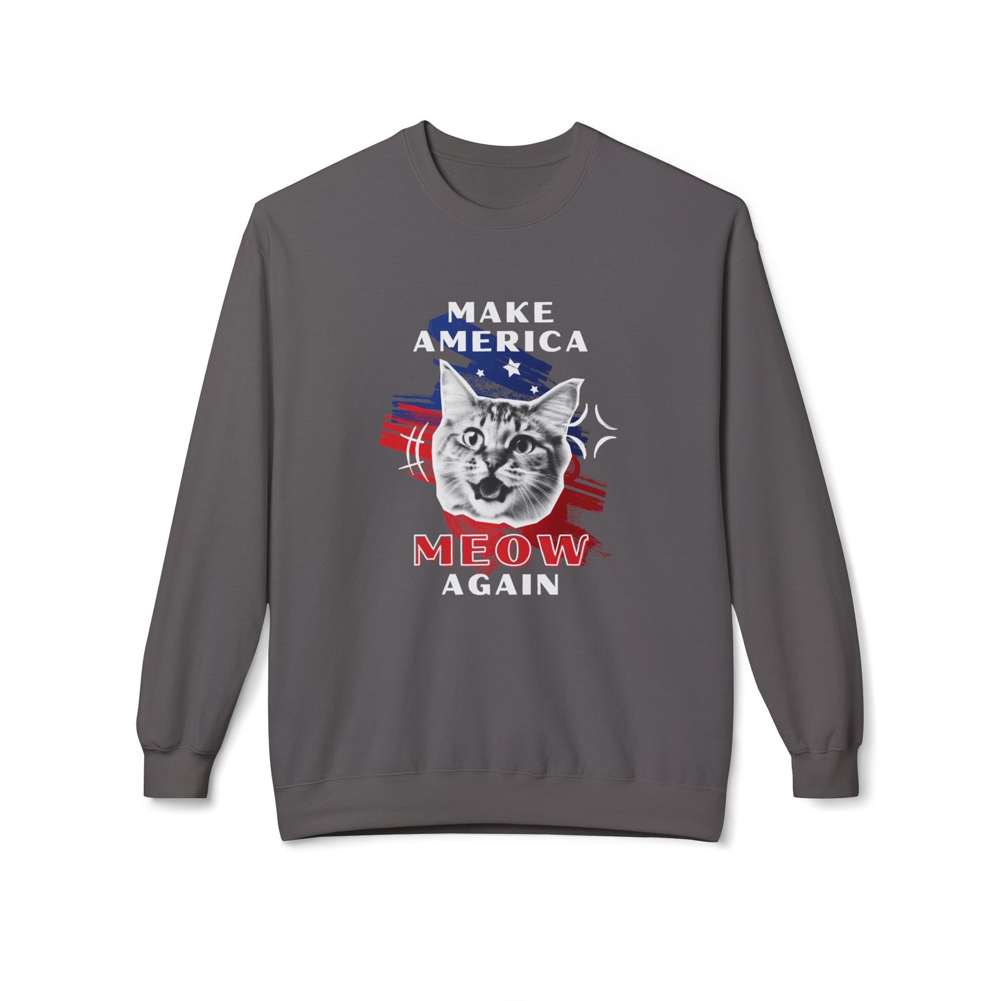 Make America Meow Again Political Meme Softstyle Fleece Crewneck Sweatshirt