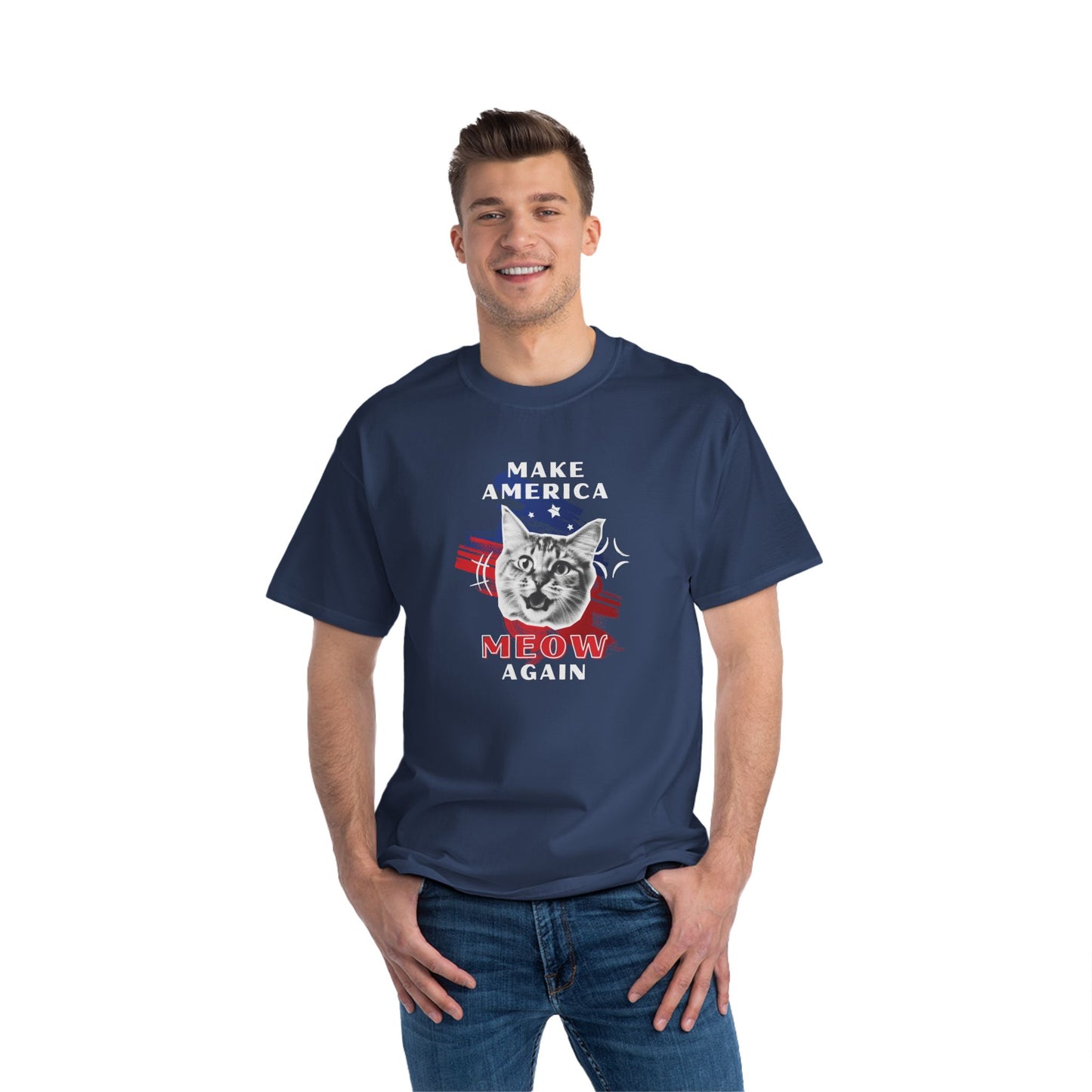 Make America Meow Again Political Meme Beefy-T® Short-Sleeve T-Shirt