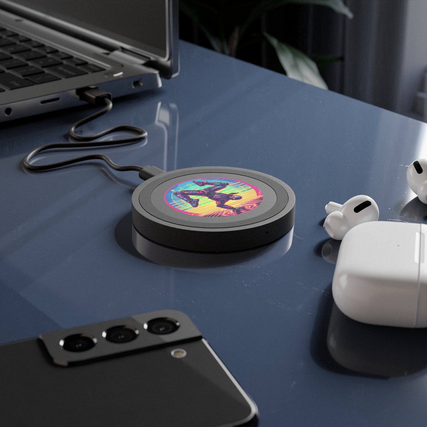 Cyberpunk Robot Quake Wireless Charging Pad