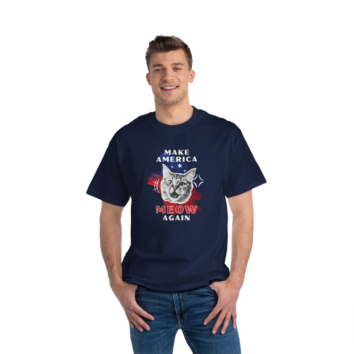 Make America Meow Again Political Meme Beefy-T® Short-Sleeve T-Shirt