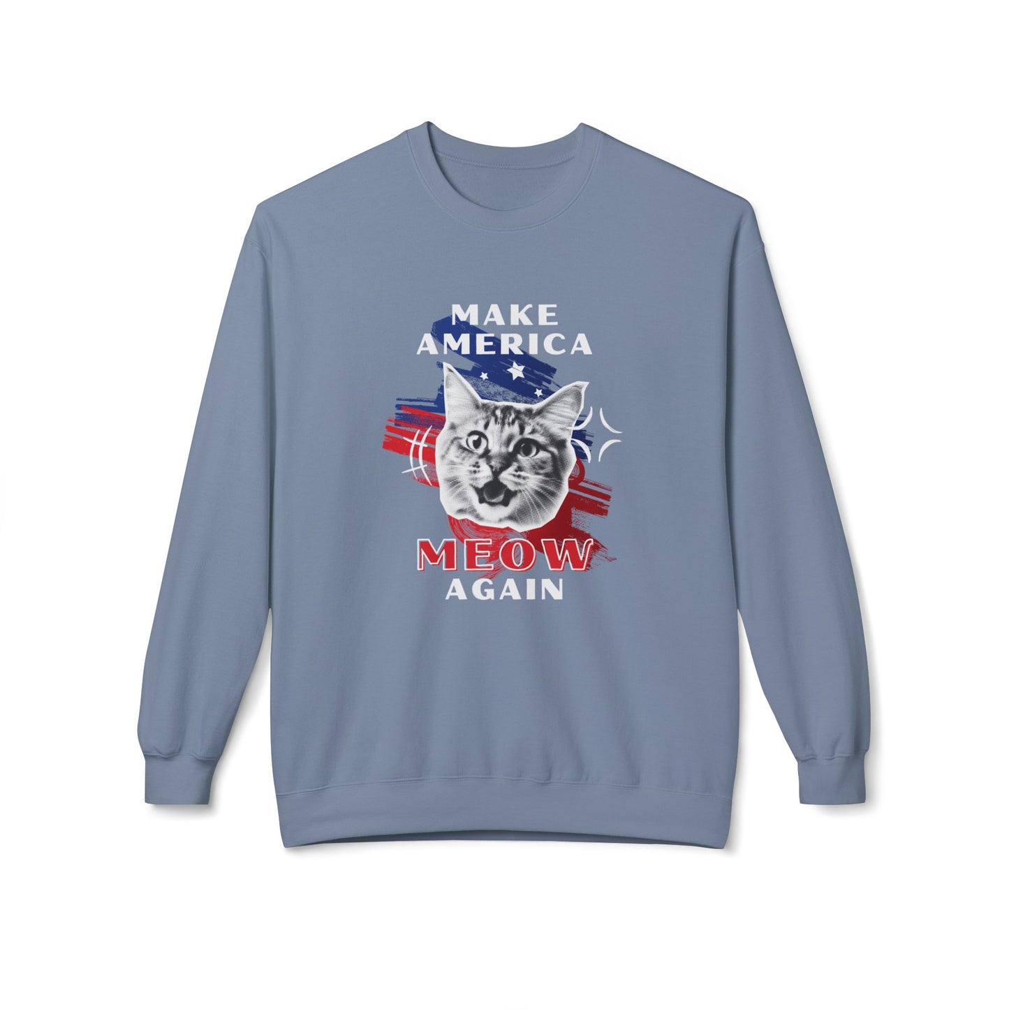 Make America Meow Again Political Meme Softstyle Fleece Crewneck Sweatshirt