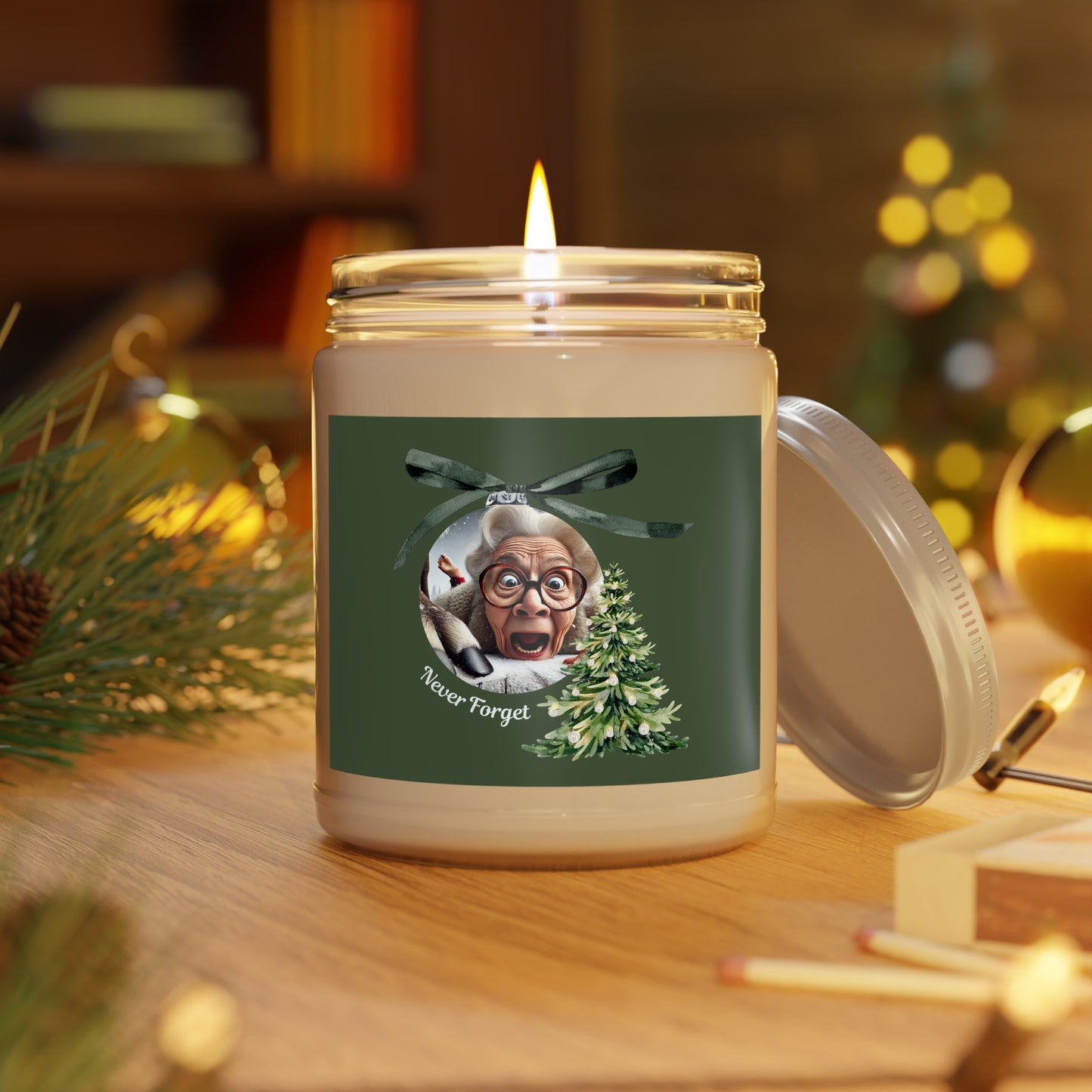 Funny Grandma Vs Reindeer Holiday Scented Candle