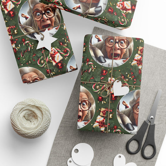 Funny Grandma Vs Reindeer Wrapping Paper