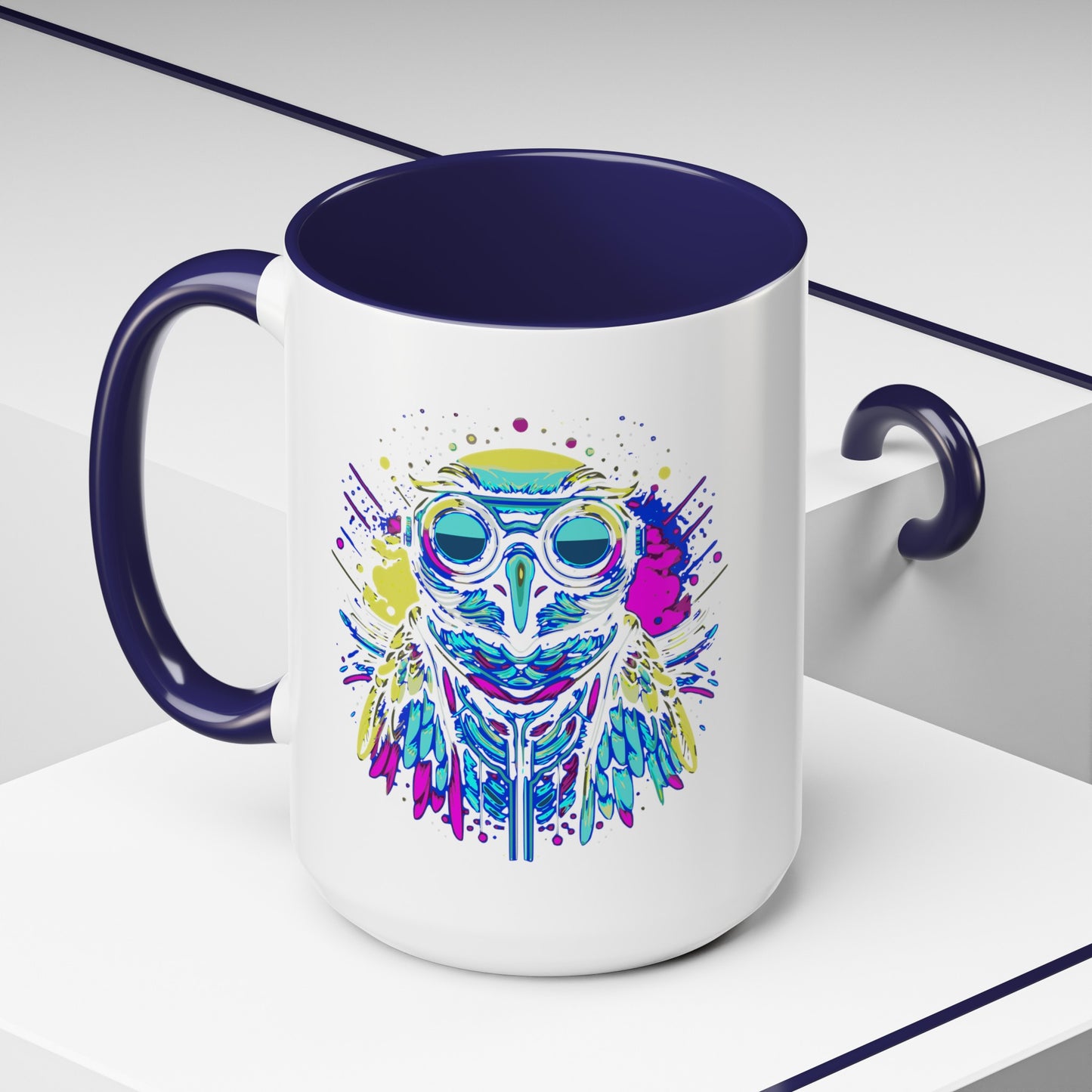 Cyberpunk Owl Accent Coffee Mug (11, 15oz)