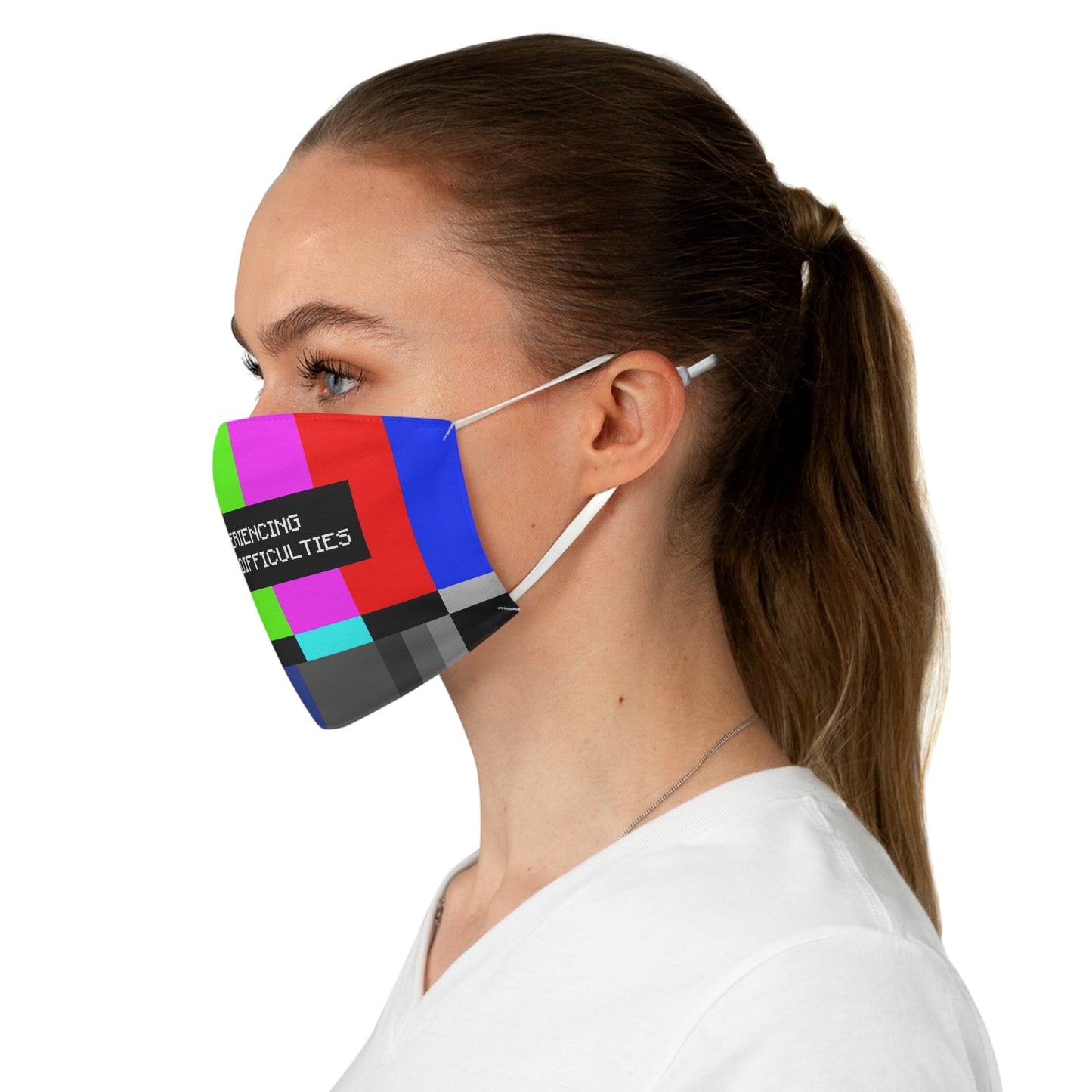 TV Color Bars Technical Difficulties Fabric Face Mask