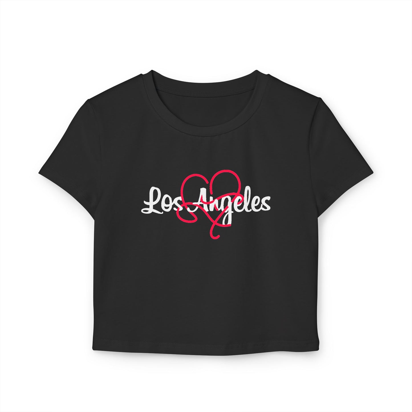 Los Angeles Love Women's Baby Tee, Casual Crop Top, Summer Shirt, Gift for Her, Weekend Wear, Heart Design