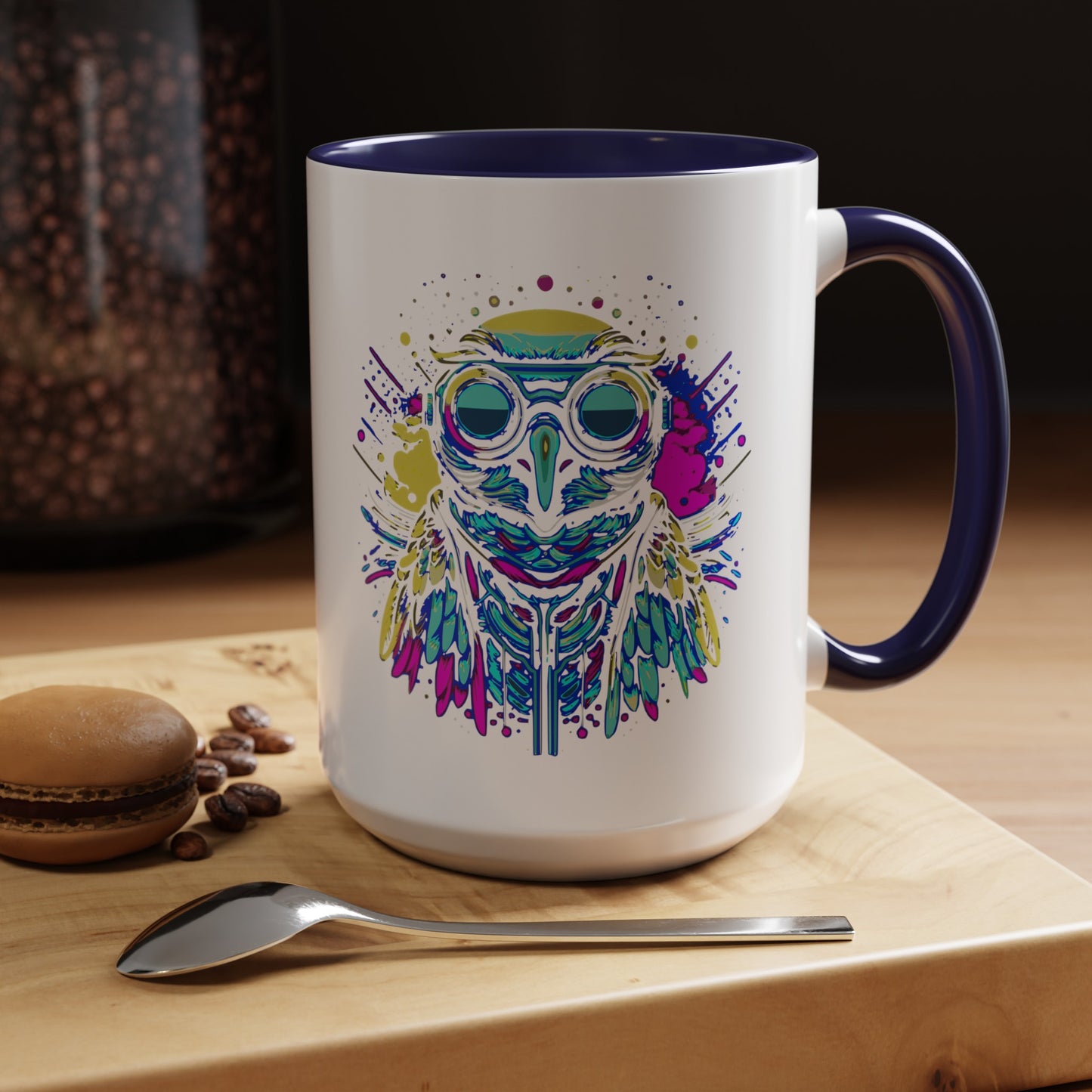 Cyberpunk Owl Accent Coffee Mug (11, 15oz)