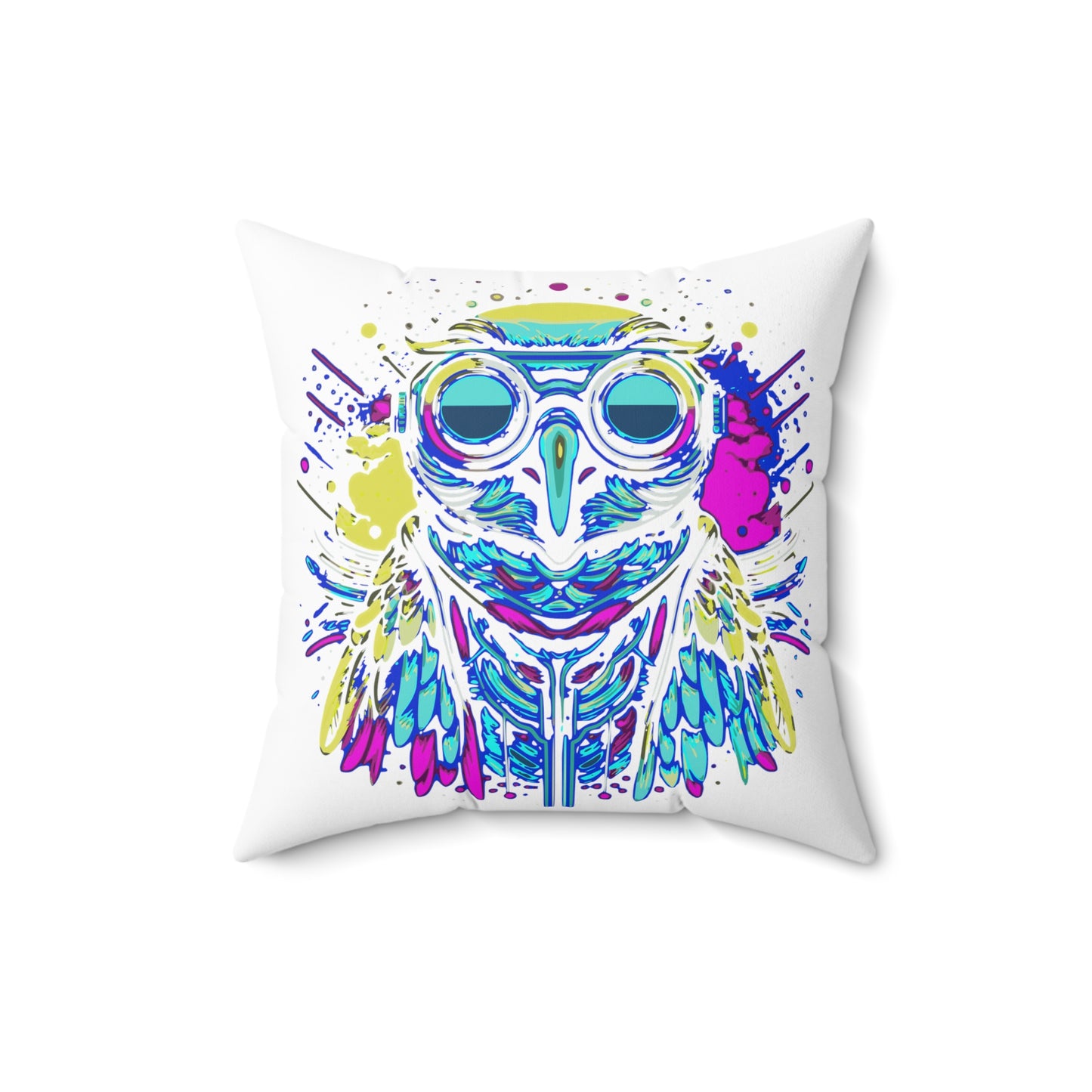 Cyberpunk Owl Spun Polyester Square Pillow