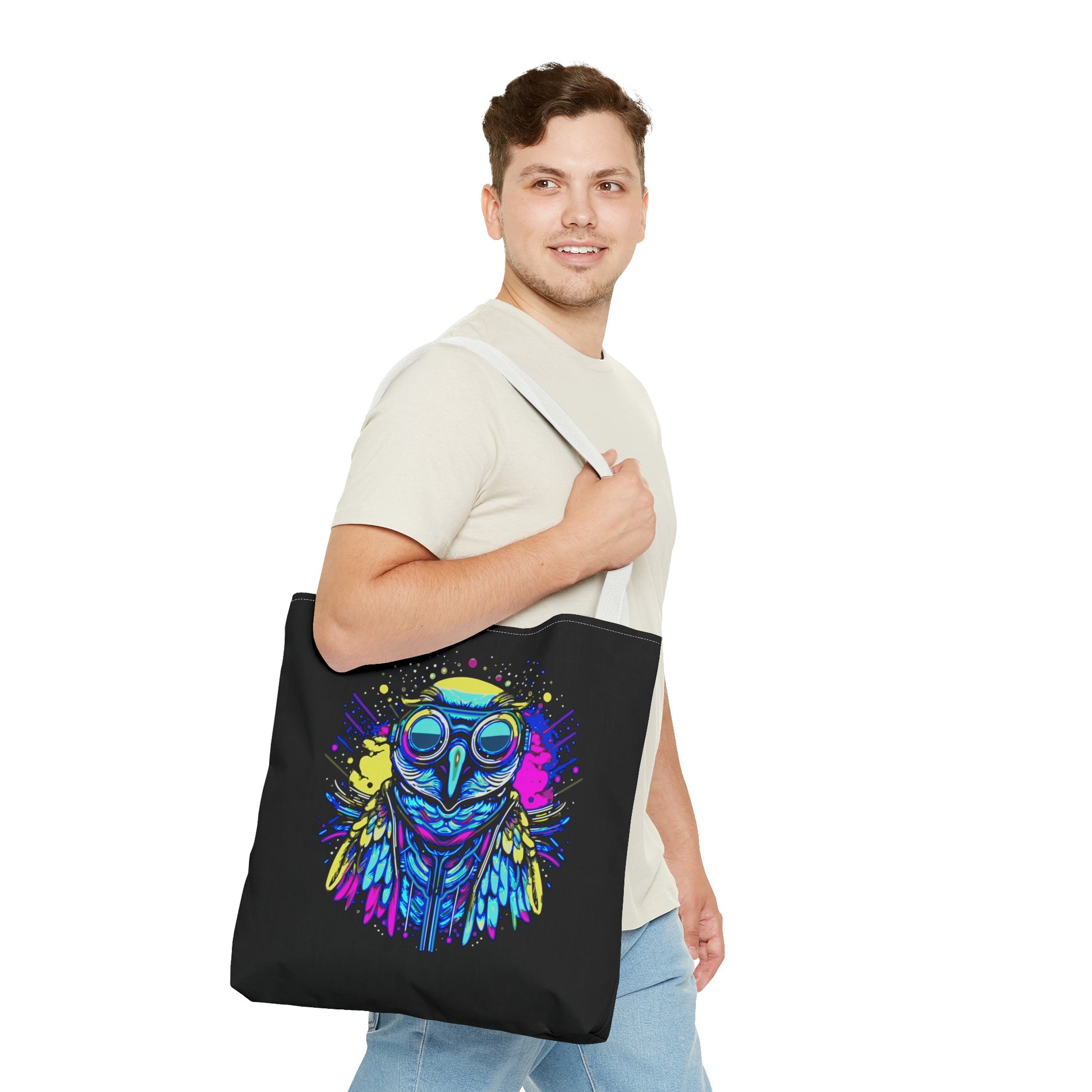 Cyberpunk Owl Tote Bag (Black)