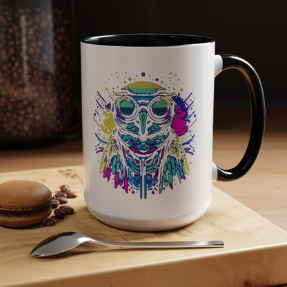 Cyberpunk Owl Accent Coffee Mug (11, 15oz)