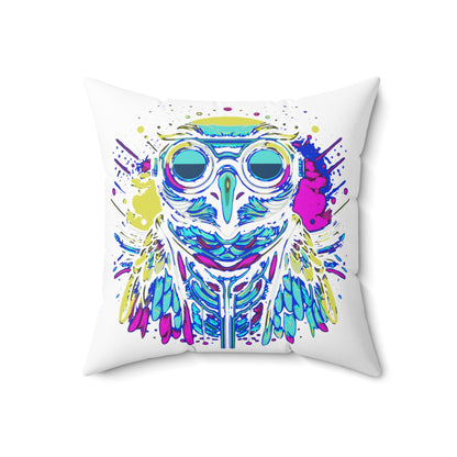 Cyberpunk Owl Spun Polyester Square Pillow