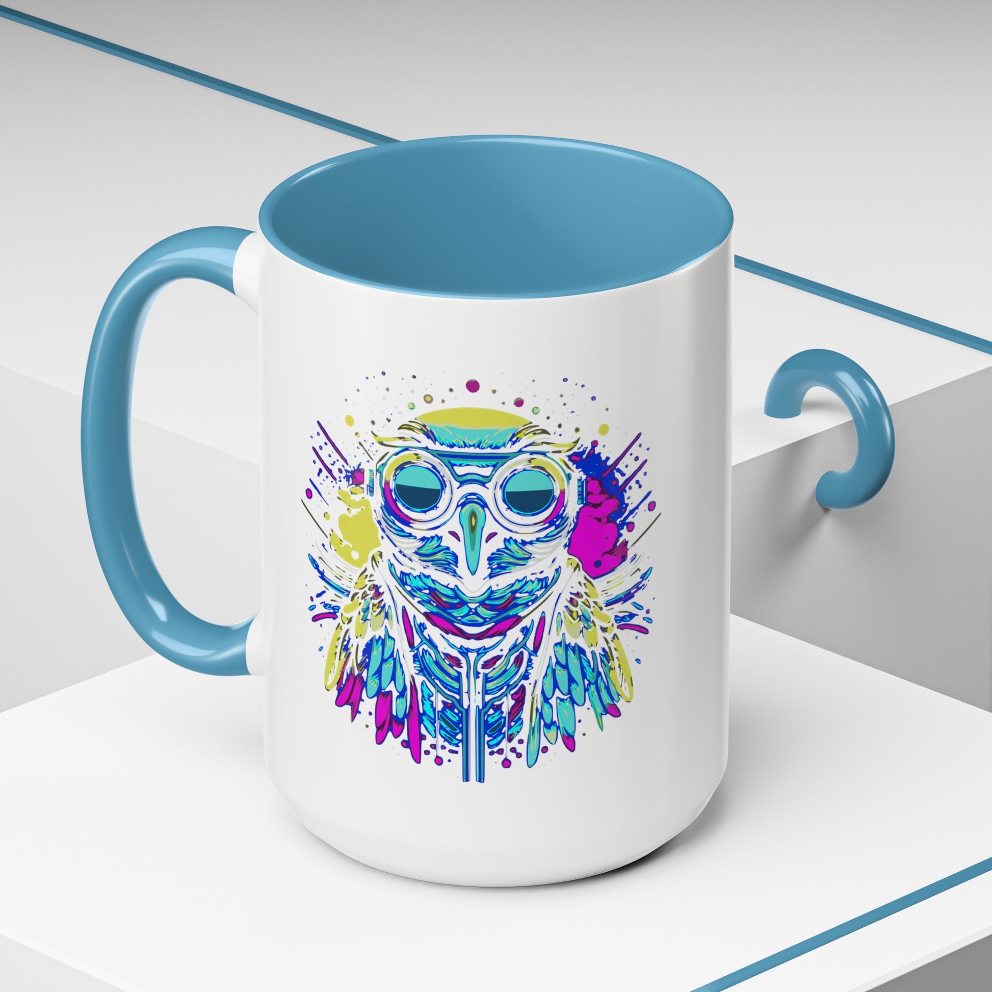 Cyberpunk Owl Accent Coffee Mug (11, 15oz)