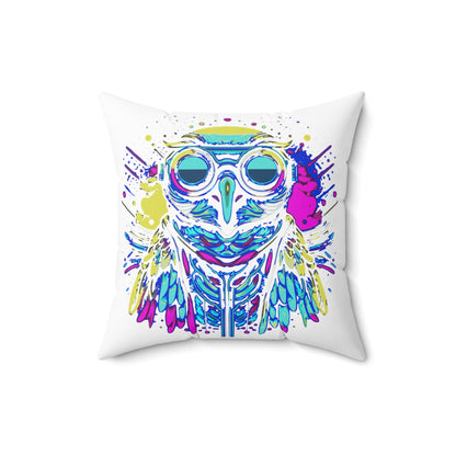 Cyberpunk Owl Spun Polyester Square Pillow