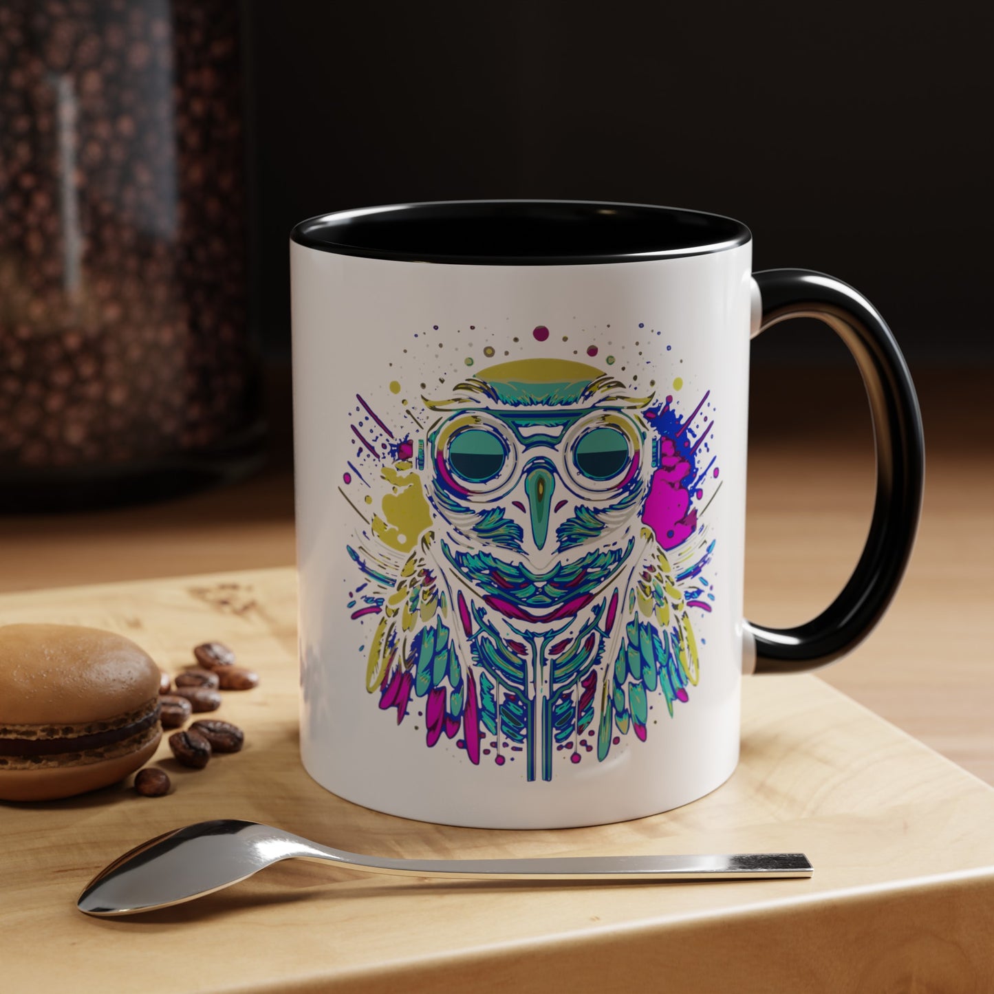 Cyberpunk Owl Accent Coffee Mug (11, 15oz)