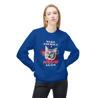 Make America Meow Again Political Meme Softstyle Fleece Crewneck Sweatshirt