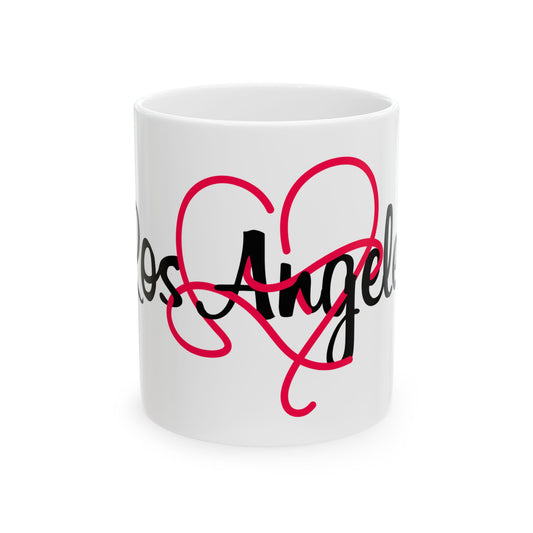 Los Angeles Heart Ceramic Mug, Perfect for Coffee Lovers, Souvenir Gifts, Home Decor, Heart Design, Travel Memento