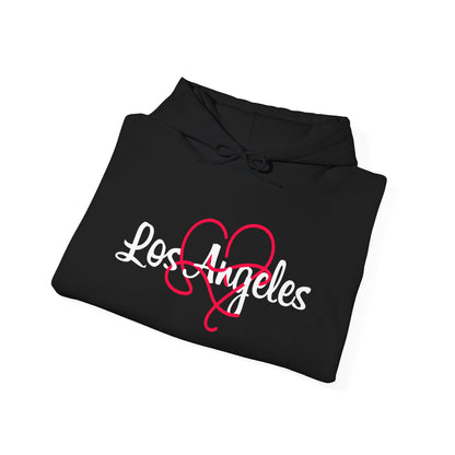 Los Angeles Heart Hooded Sweatshirt, Cozy Unisex Hoodie, Urban Fashion, Streetwear Gift, Casual Wear, Perfect for Fall & Winter