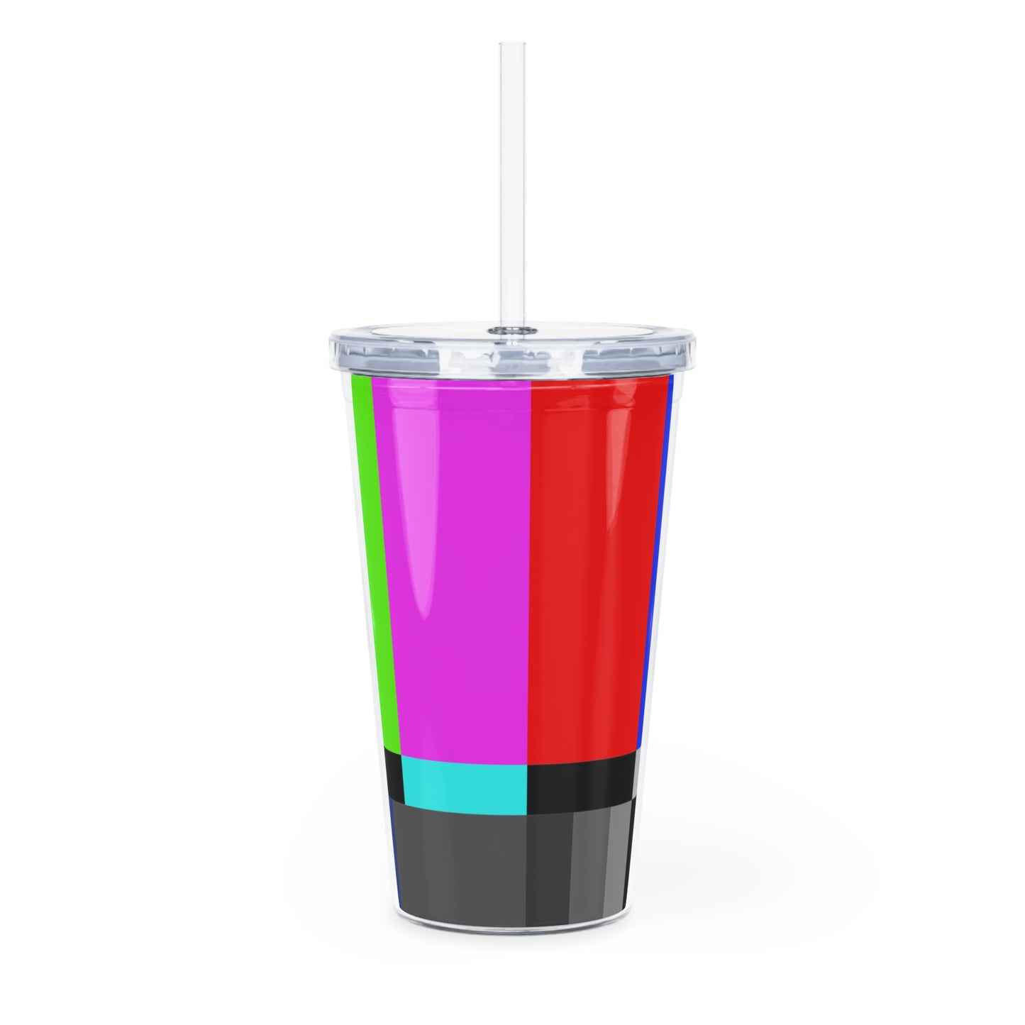 TV Color Bars Plastic Tumbler with Straw