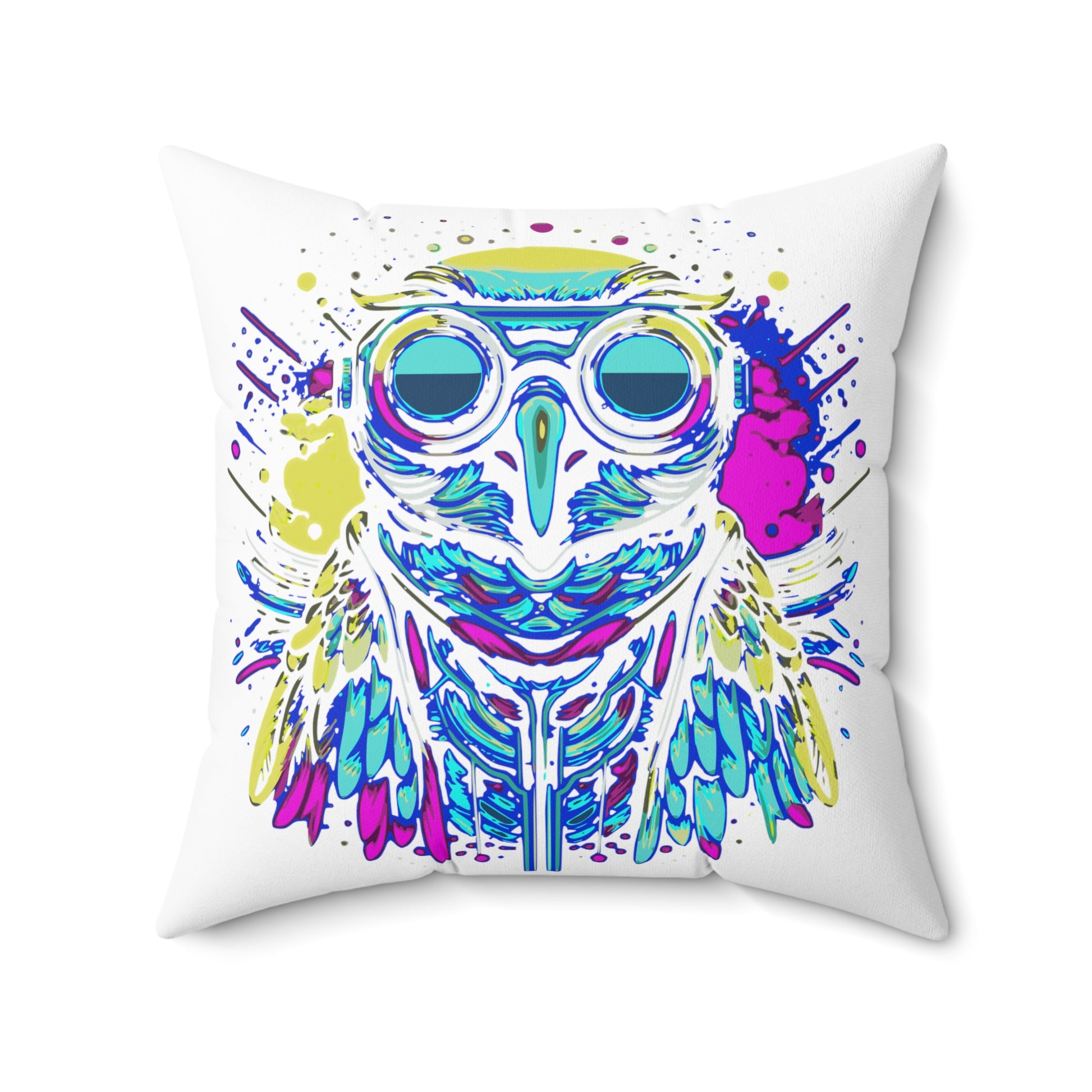 Cyberpunk Owl Spun Polyester Square Pillow