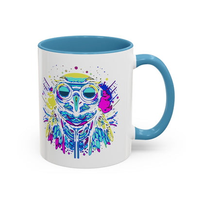 Cyberpunk Owl Accent Coffee Mug (11, 15oz)