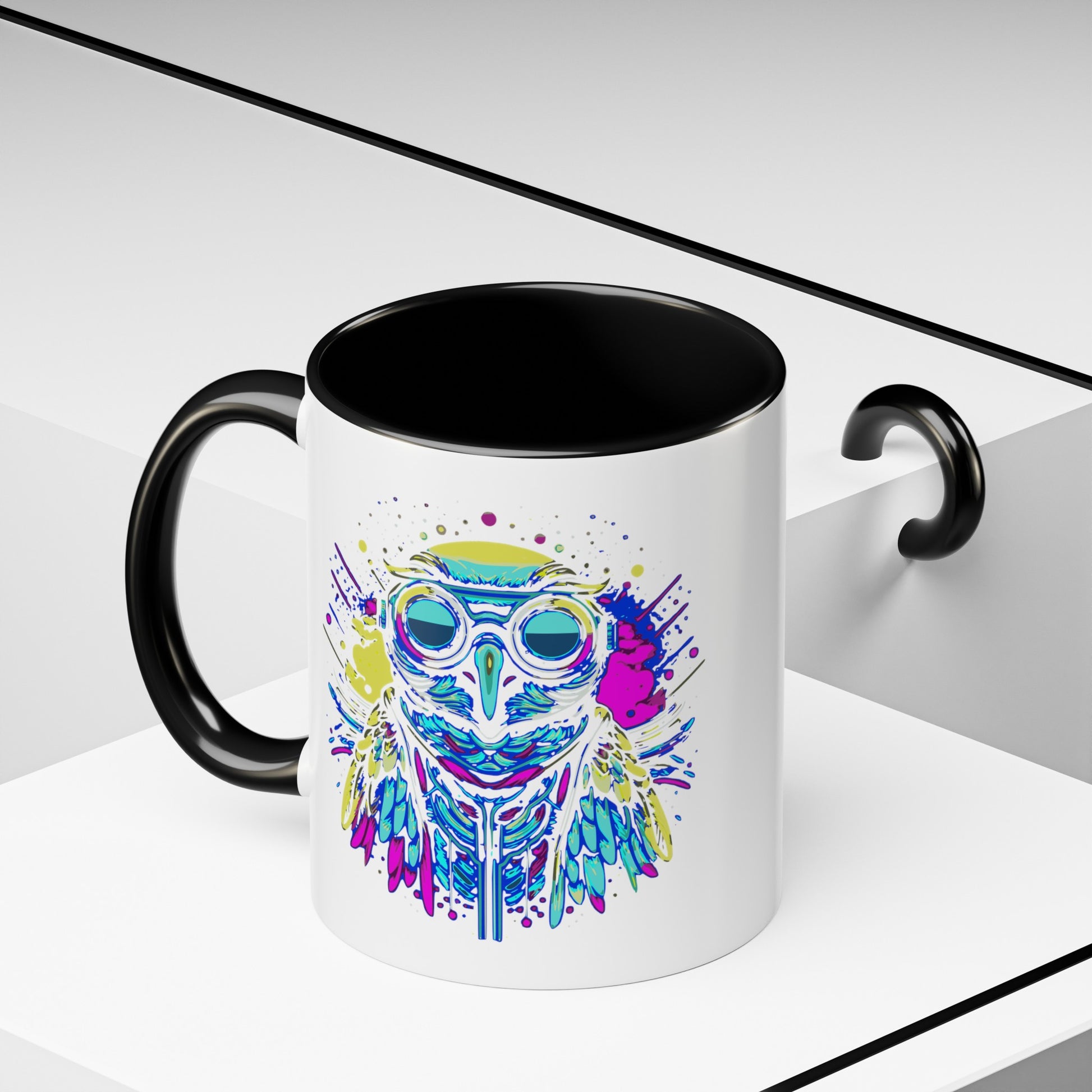 Cyberpunk Owl Accent Coffee Mug (11, 15oz)