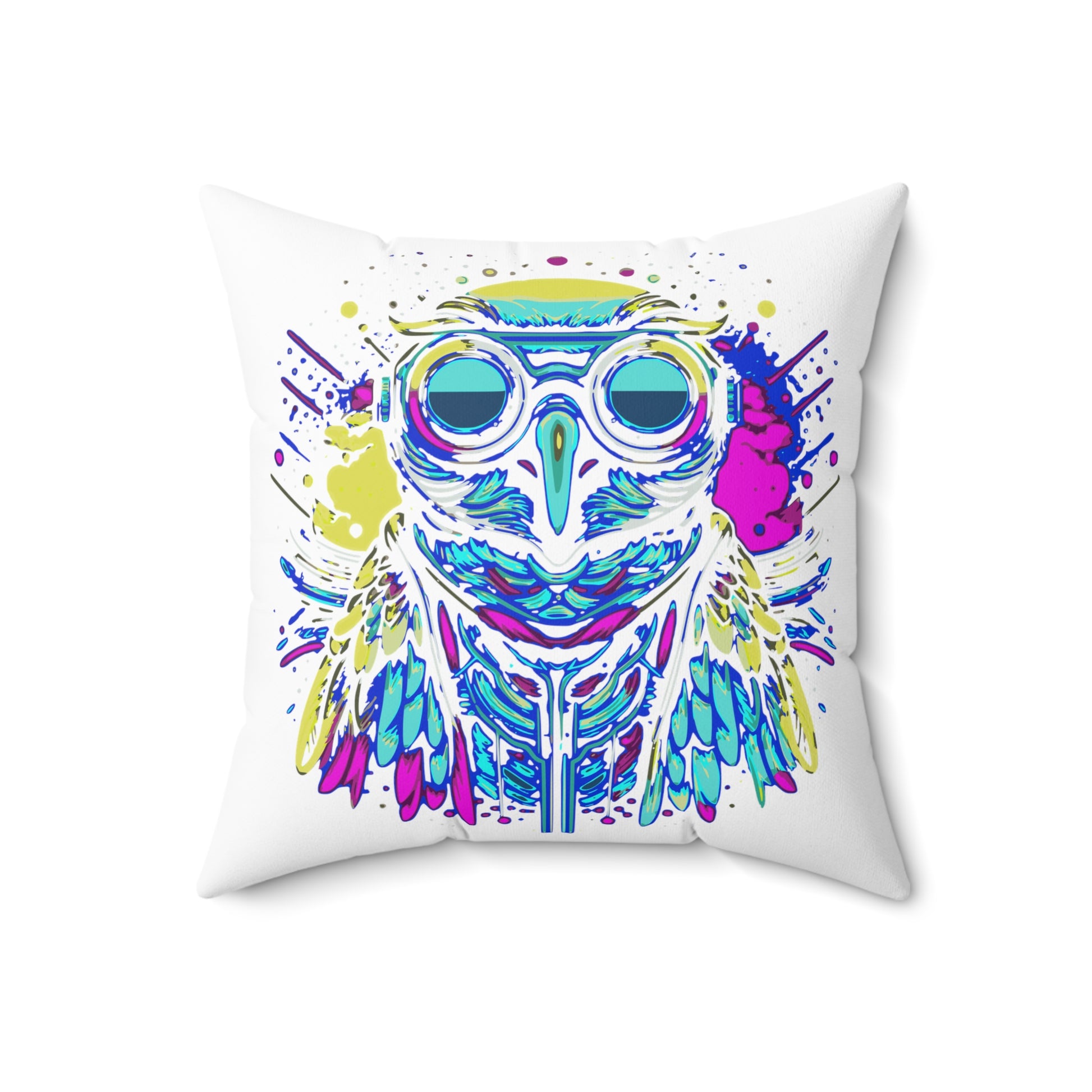 Cyberpunk Owl Spun Polyester Square Pillow