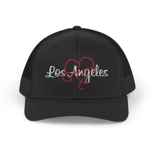 Trendy Los Angeles Heart Snapback Trucker Cap, Perfect Gift for Californians, Summer Style, Travel, Outdoor Adventures