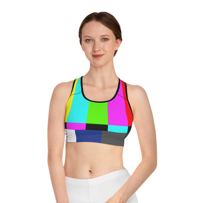 TV Color Bars Sports Bra