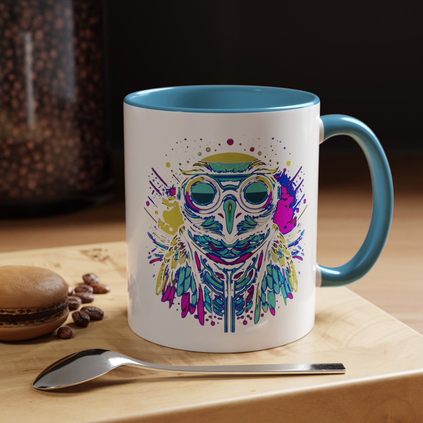 Cyberpunk Owl Accent Coffee Mug (11, 15oz)