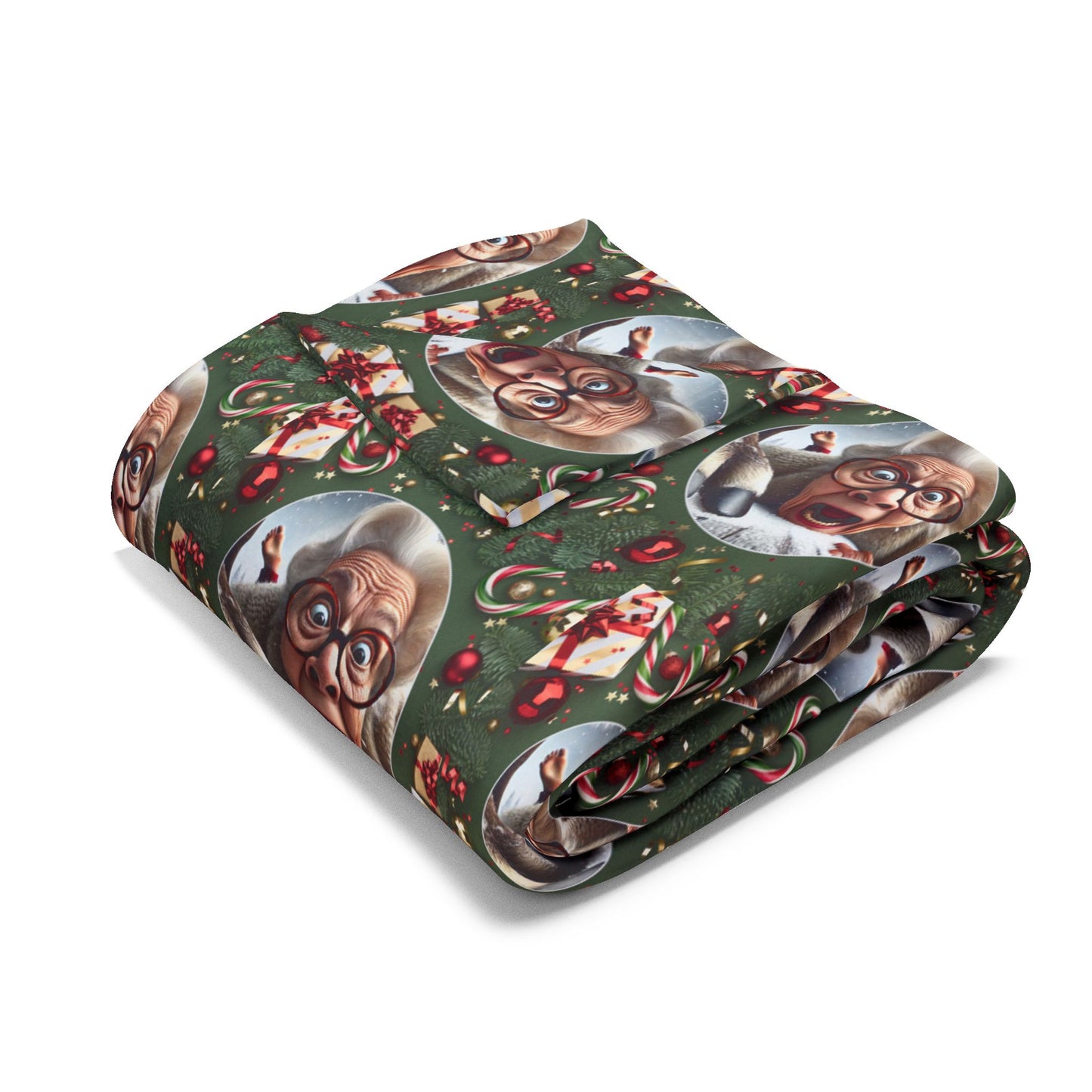 Funny Grandma Vs Reindeer Cozy Arctic Fleece Blanket