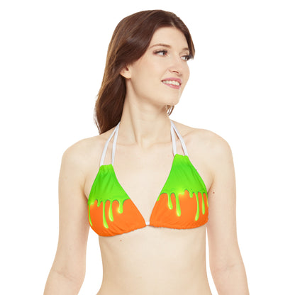 Green Slime Strappy Triangle Bikini Top