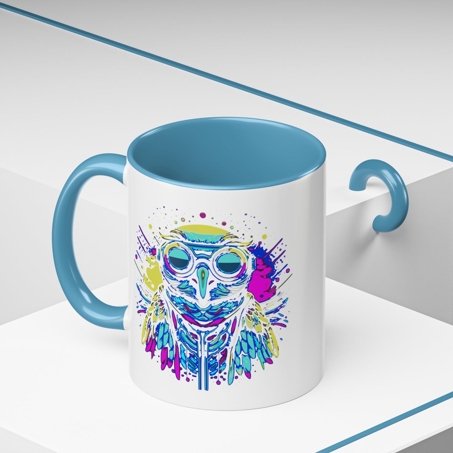 Cyberpunk Owl Accent Coffee Mug (11, 15oz)