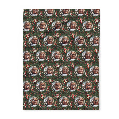 Funny Grandma Vs Reindeer Cozy Arctic Fleece Blanket