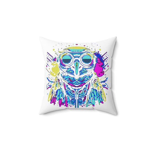 Cyberpunk Owl Spun Polyester Square Pillow