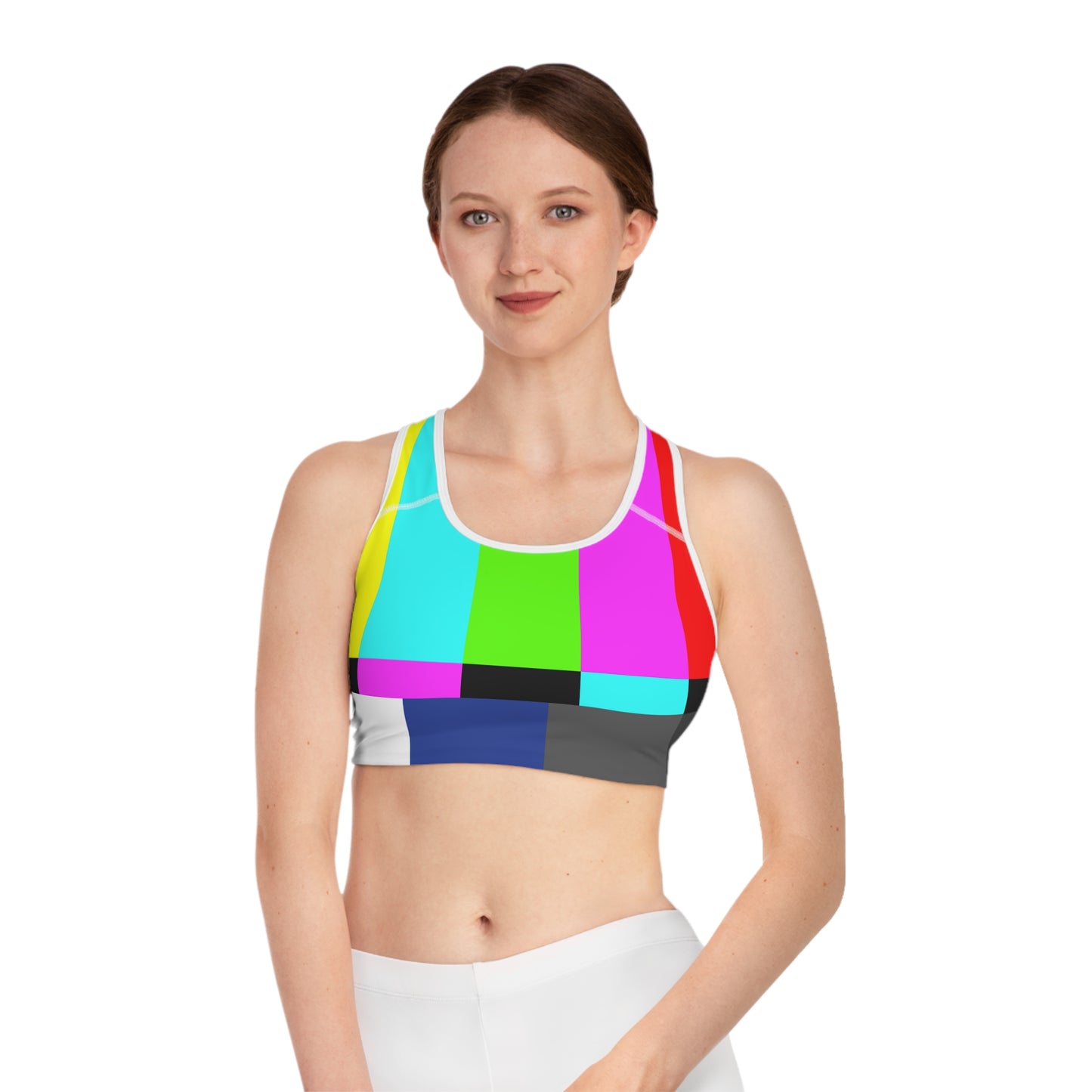 TV Color Bars Sports Bra