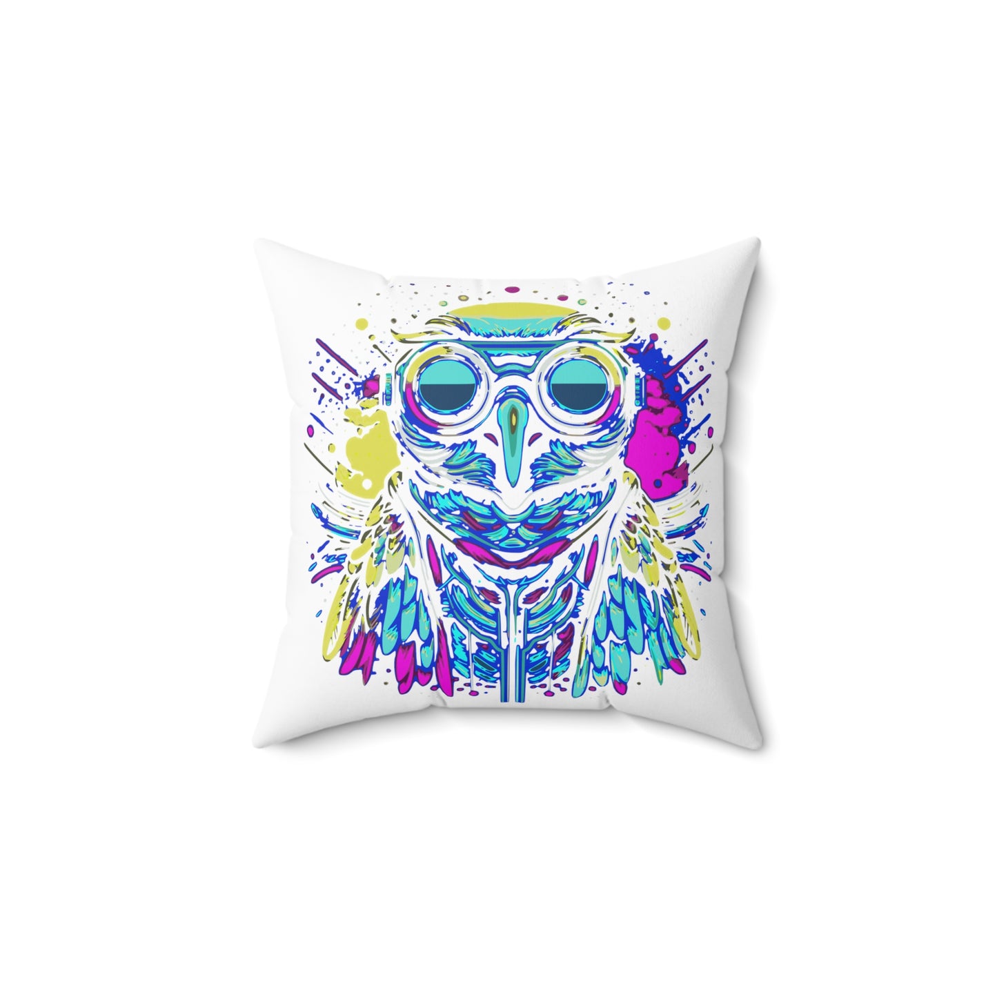 Cyberpunk Owl Spun Polyester Square Pillow