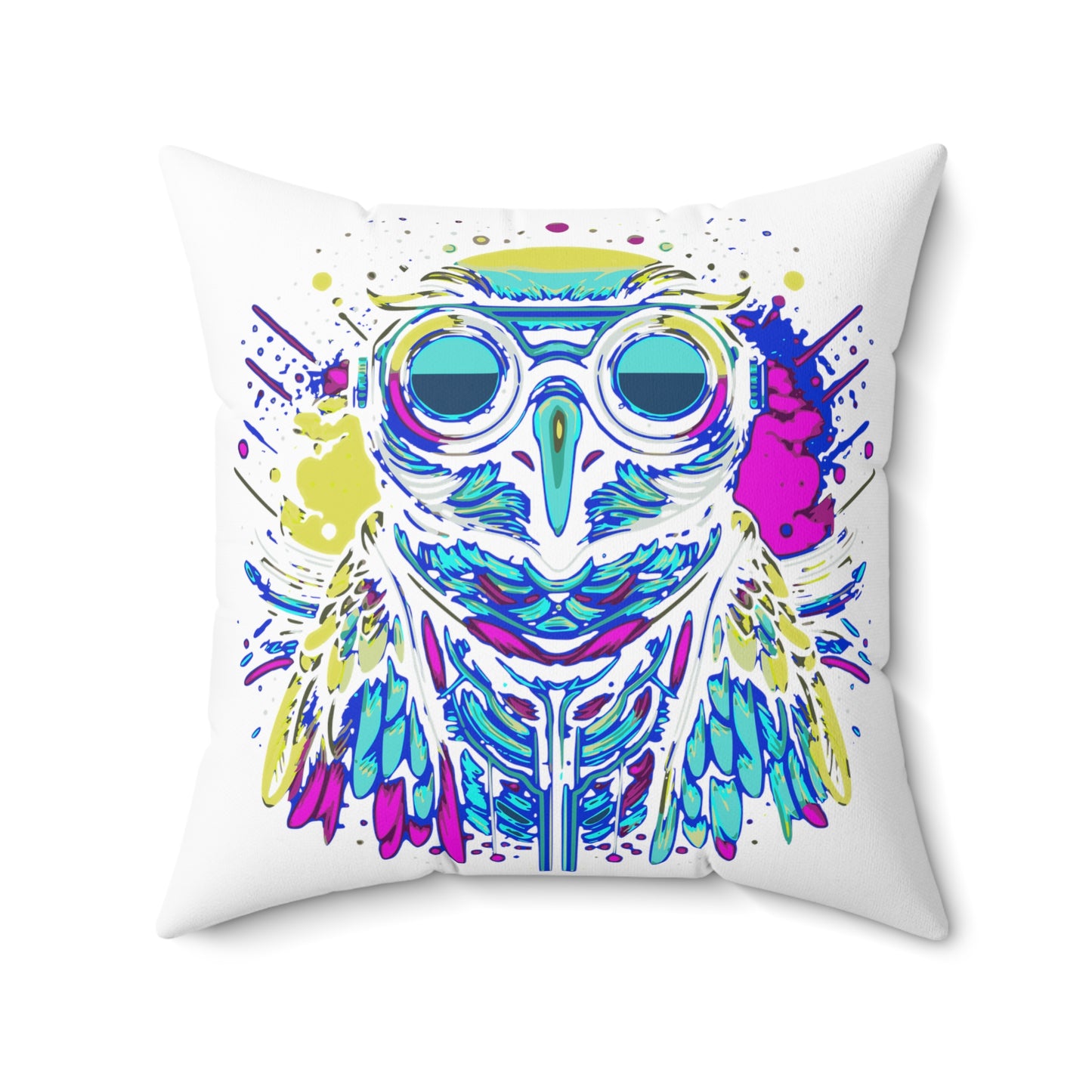 Cyberpunk Owl Spun Polyester Square Pillow